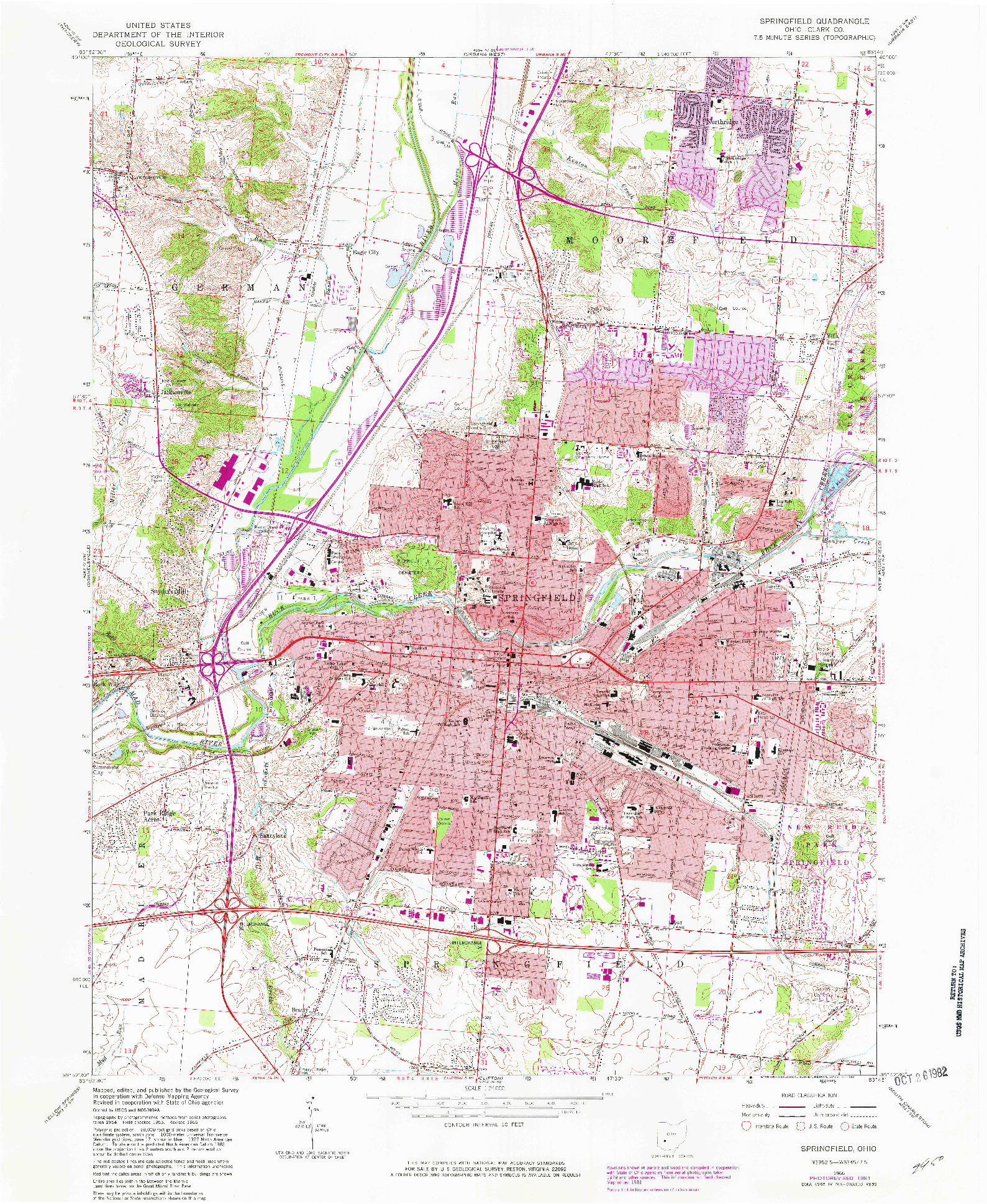 USGS 1:24000-SCALE QUADRANGLE FOR SPRINGFIELD, OH 1966