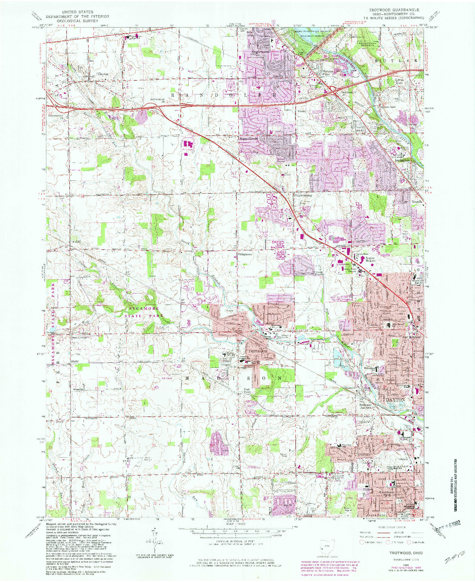 USGS 1:24000-SCALE QUADRANGLE FOR TROTWOOD, OH 1965