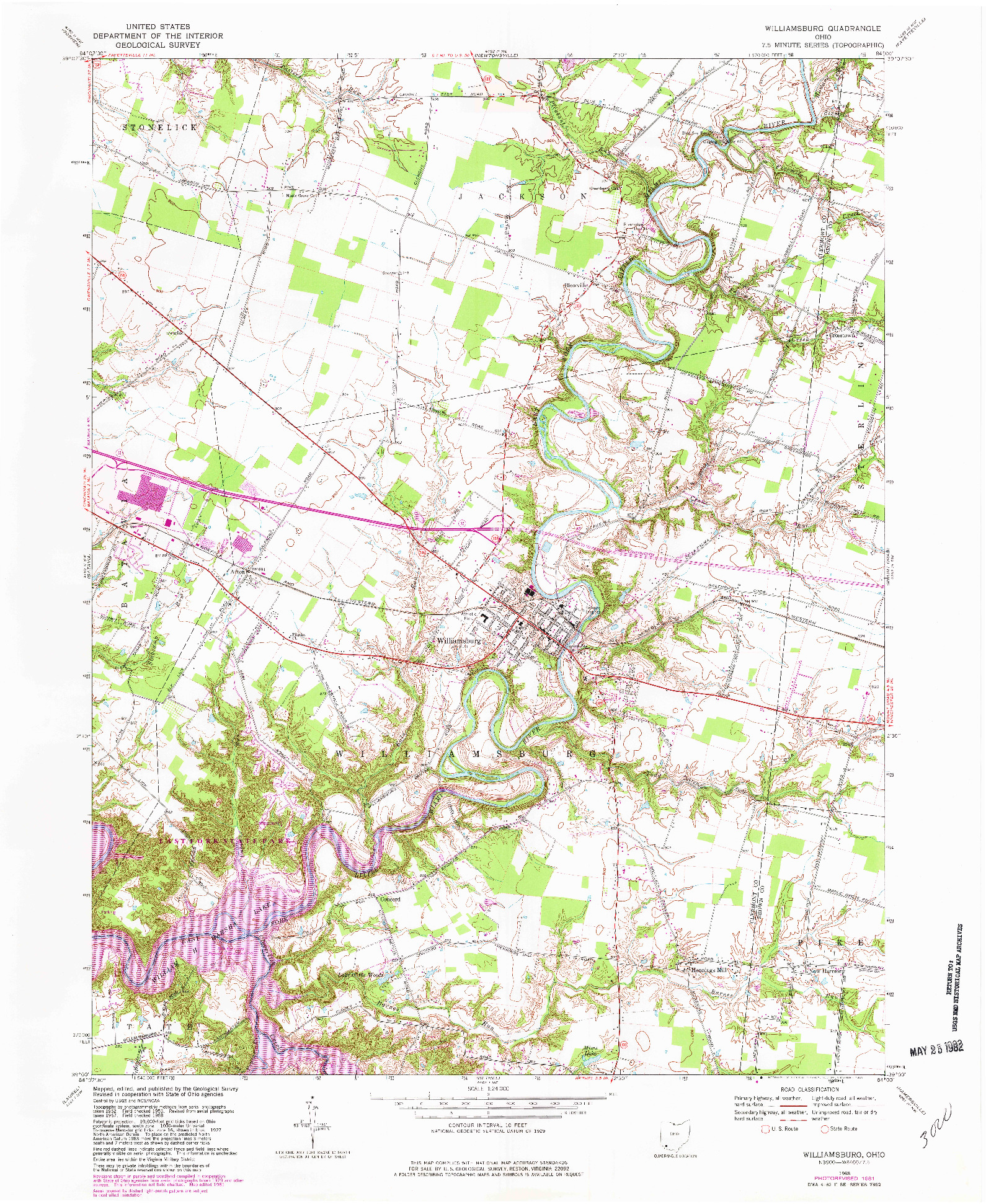 USGS 1:24000-SCALE QUADRANGLE FOR WILLIAMSBURG, OH 1968