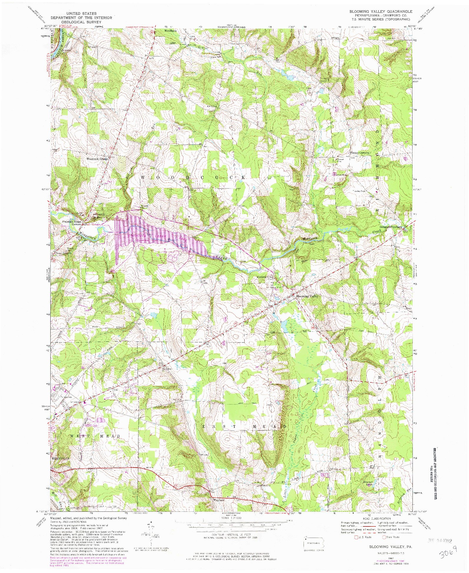 USGS 1:24000-SCALE QUADRANGLE FOR BLOOMING VALLEY, PA 1967