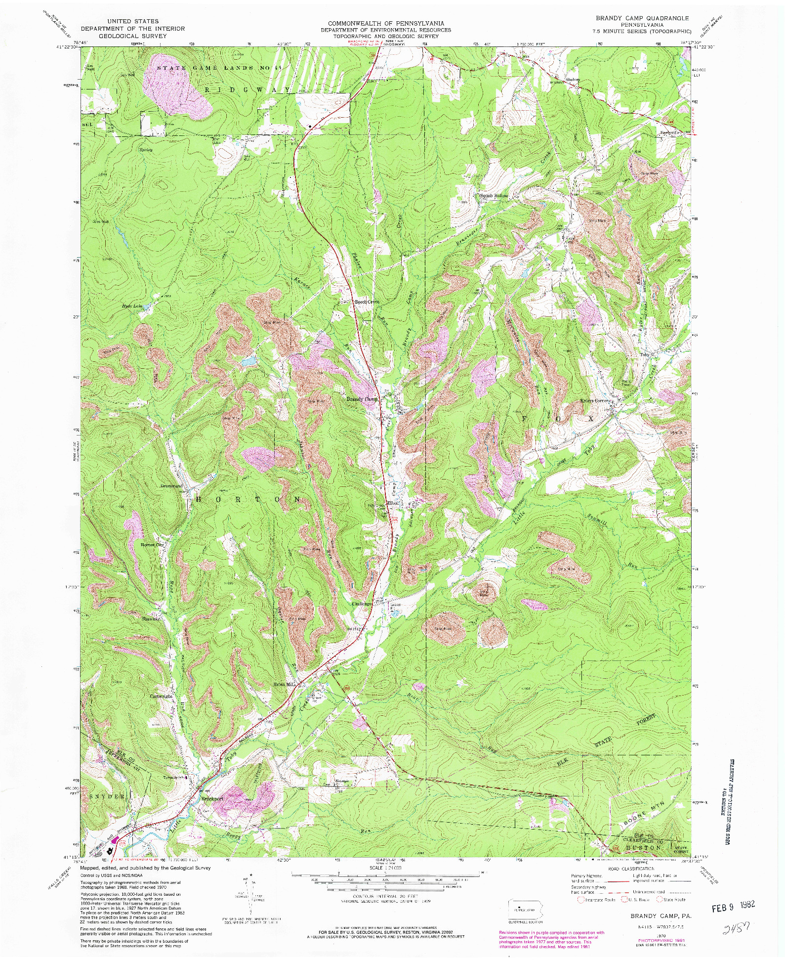 USGS 1:24000-SCALE QUADRANGLE FOR BRANDY CAMP, PA 1970