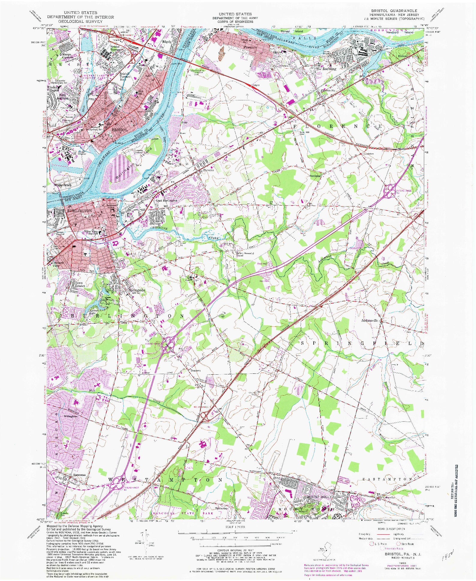 USGS 1:24000-SCALE QUADRANGLE FOR BRISTOL, PA 1955