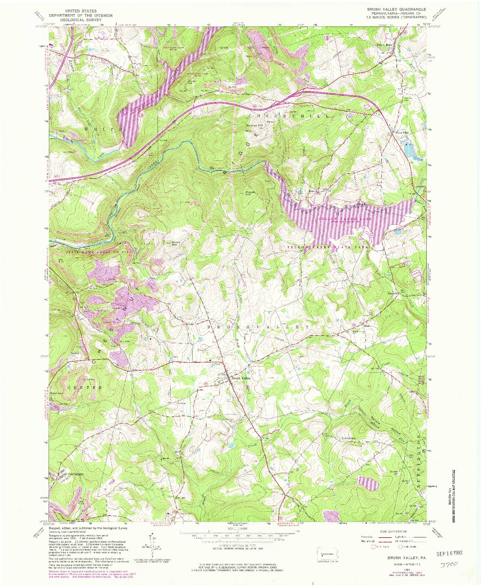 USGS 1:24000-SCALE QUADRANGLE FOR BRUSH VALLEY, PA 1963