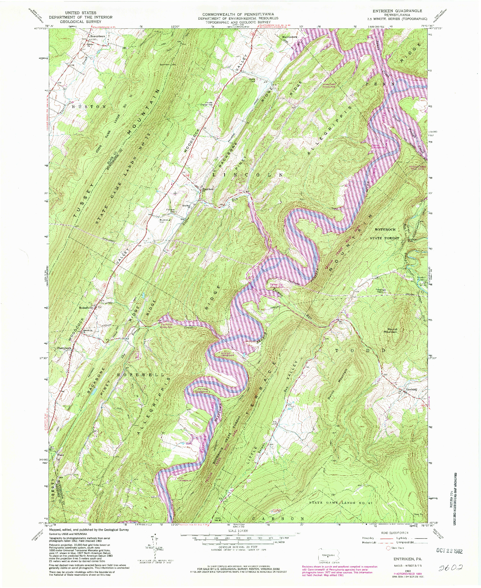USGS 1:24000-SCALE QUADRANGLE FOR ENTRIKEN, PA 1963