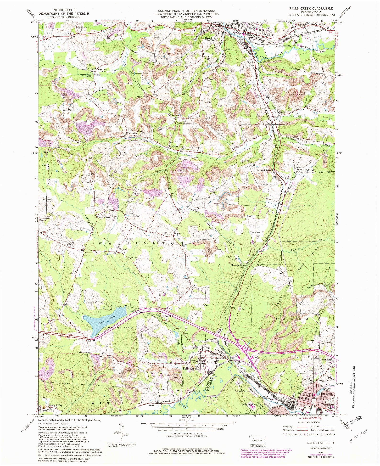 USGS 1:24000-SCALE QUADRANGLE FOR FALLS CREEK, PA 1966