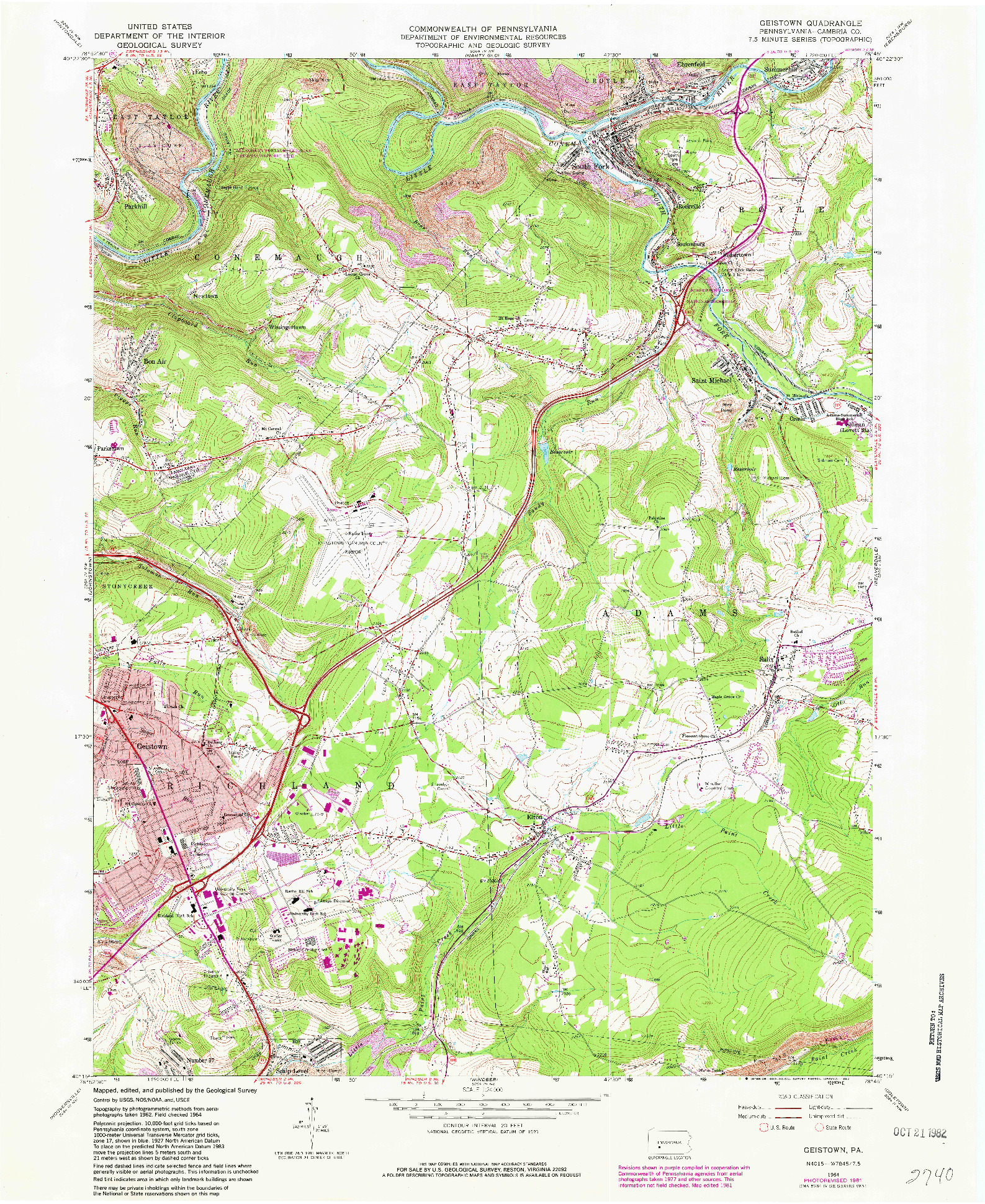 USGS 1:24000-SCALE QUADRANGLE FOR GEISTOWN, PA 1964