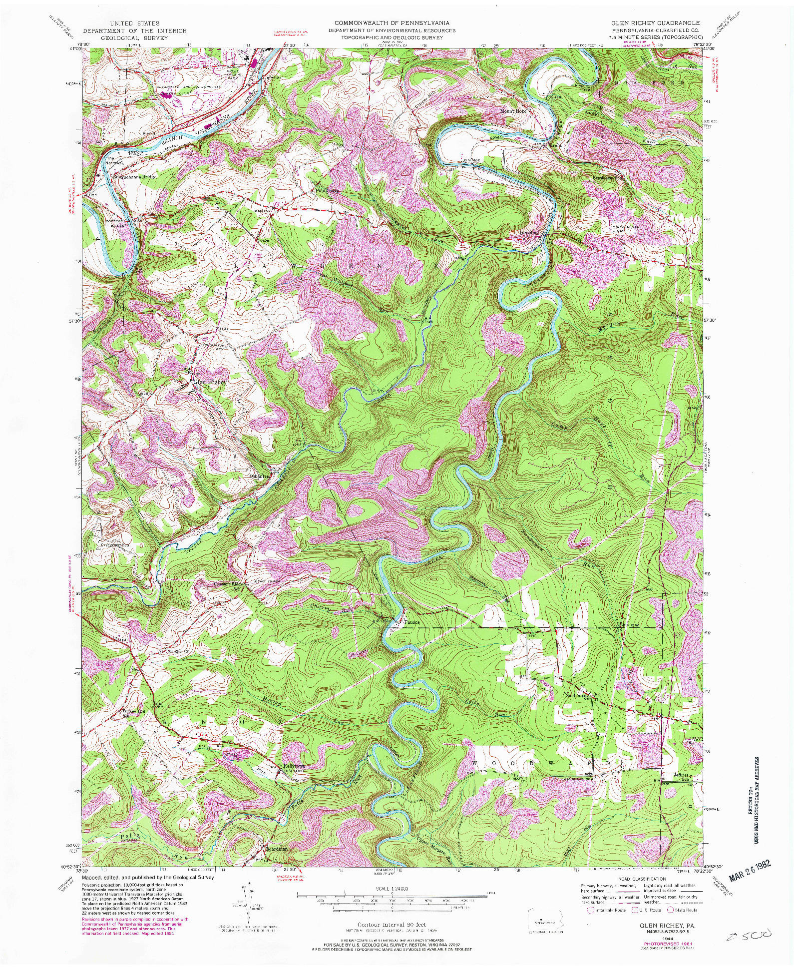 USGS 1:24000-SCALE QUADRANGLE FOR GLEN RICHEY, PA 1944