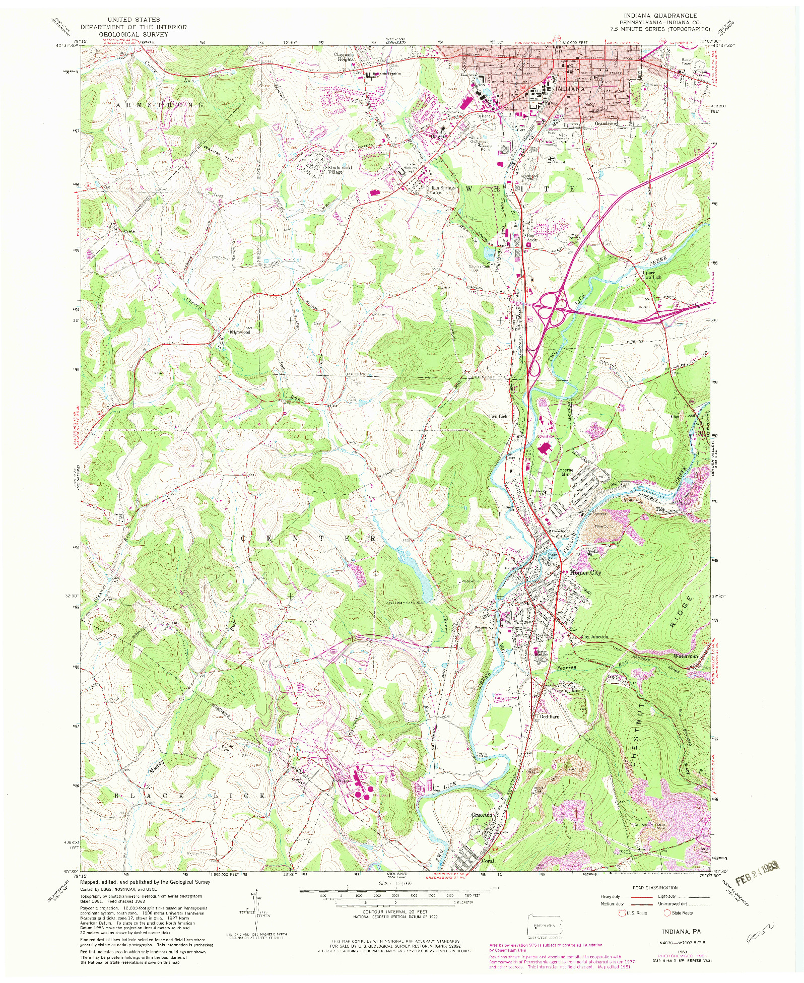 USGS 1:24000-SCALE QUADRANGLE FOR INDIANA, PA 1963