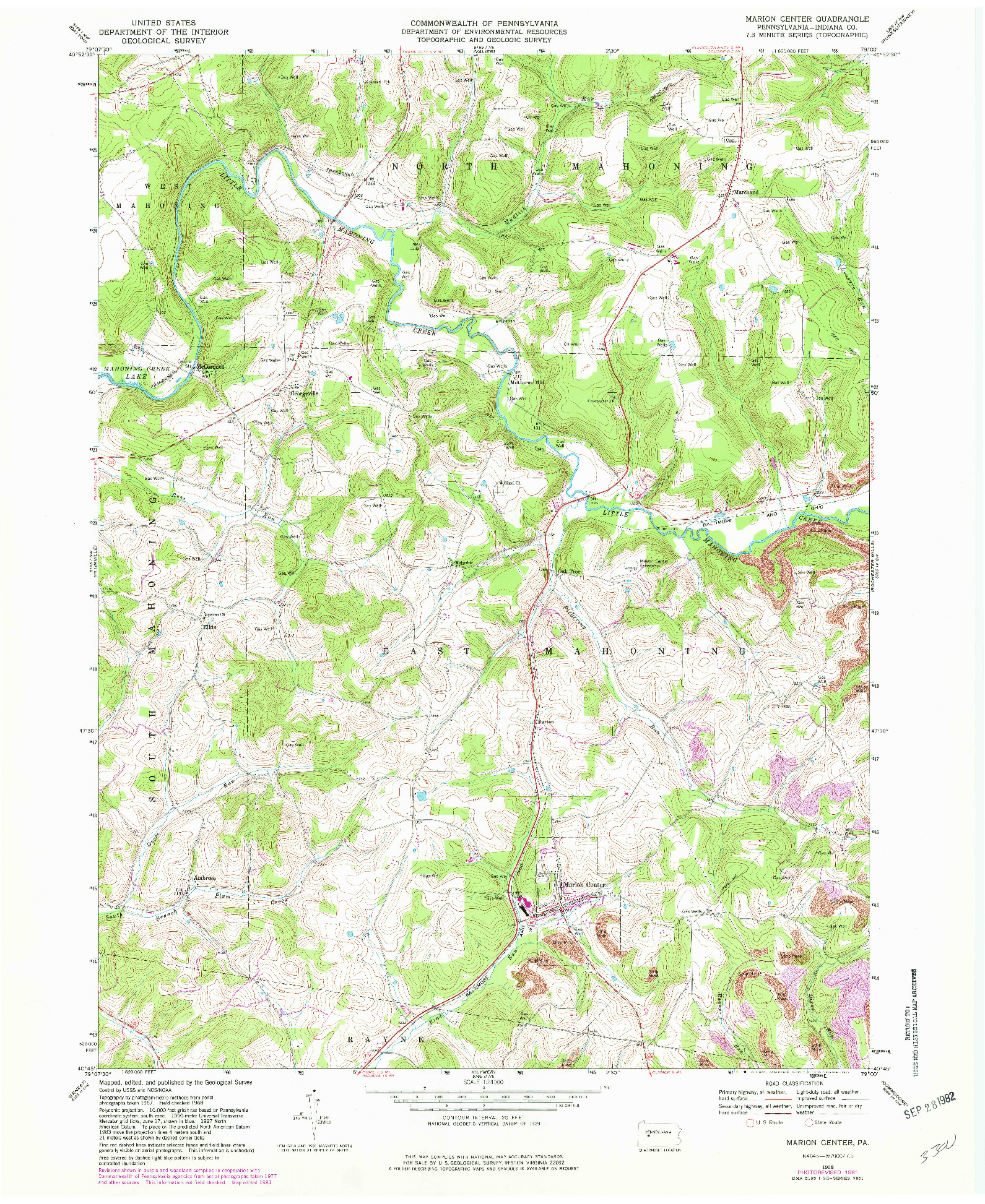 USGS 1:24000-SCALE QUADRANGLE FOR MARION CENTER, PA 1968