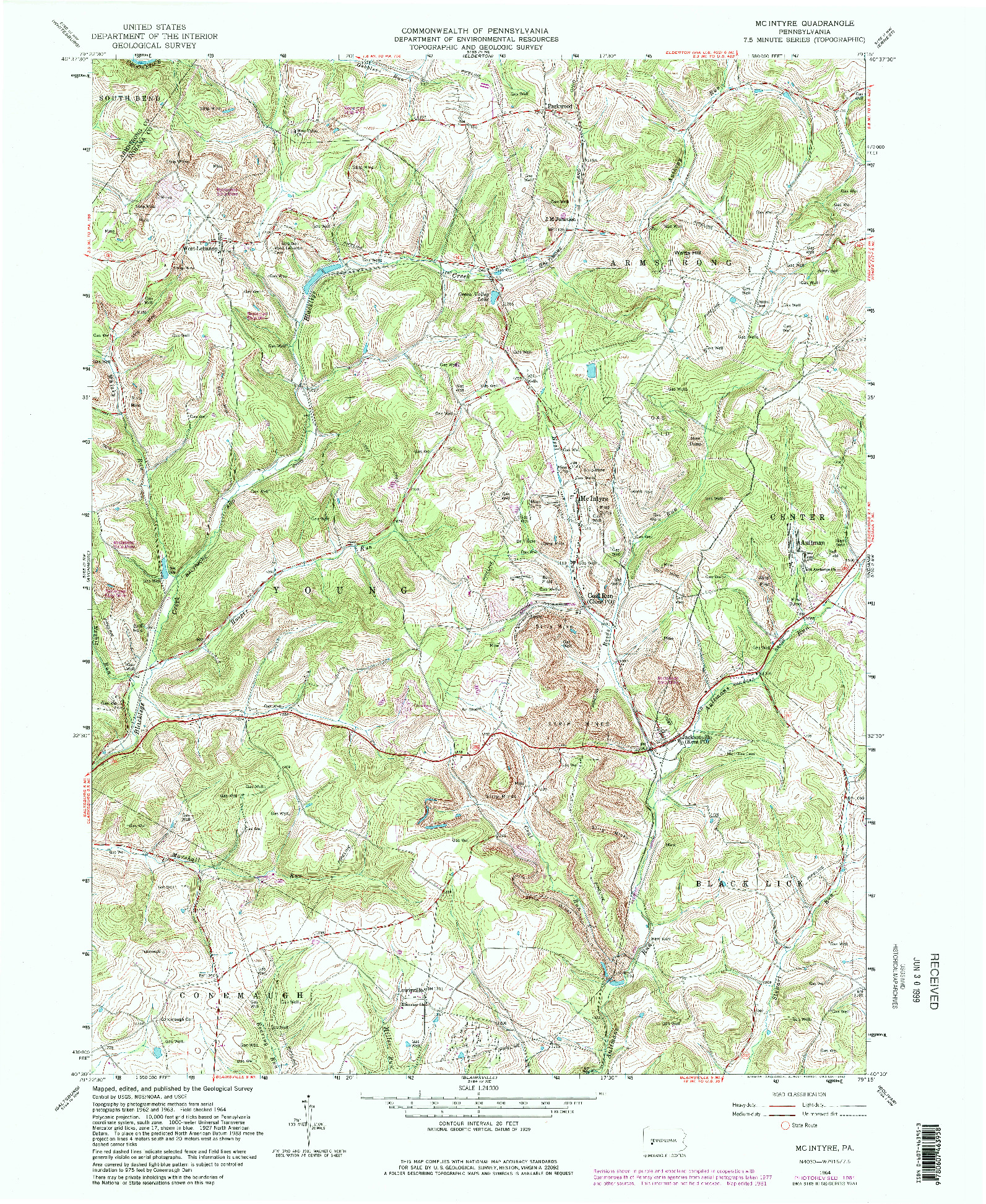 USGS 1:24000-SCALE QUADRANGLE FOR MC INTYRE, PA 1964