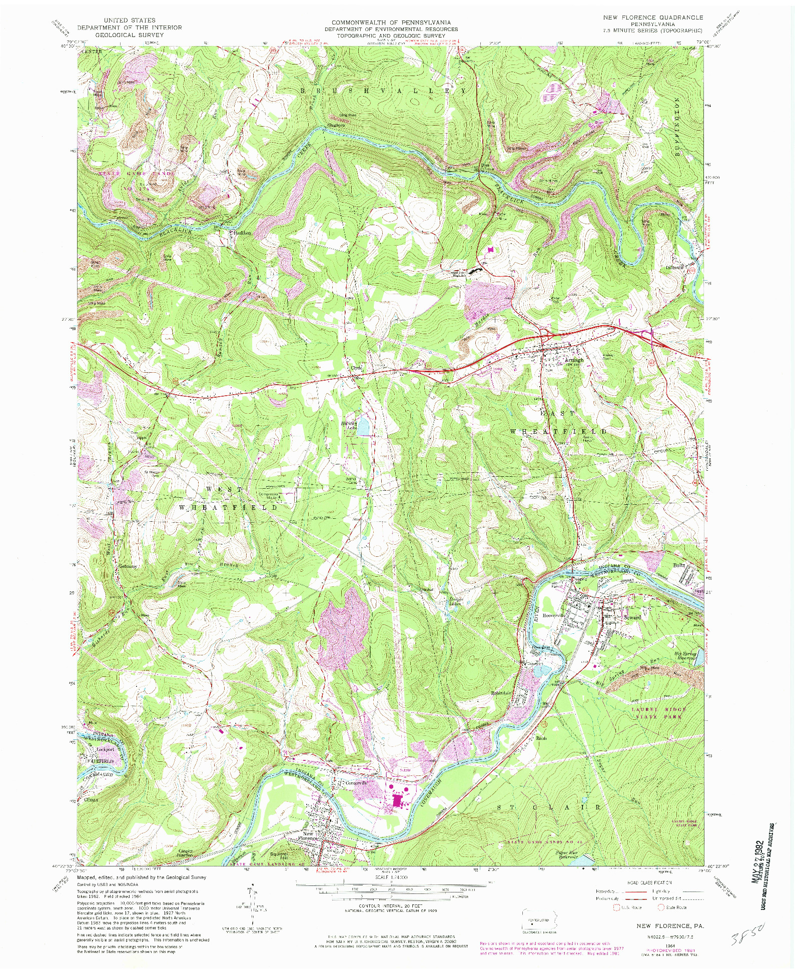 USGS 1:24000-SCALE QUADRANGLE FOR NEW FLORENCE, PA 1964