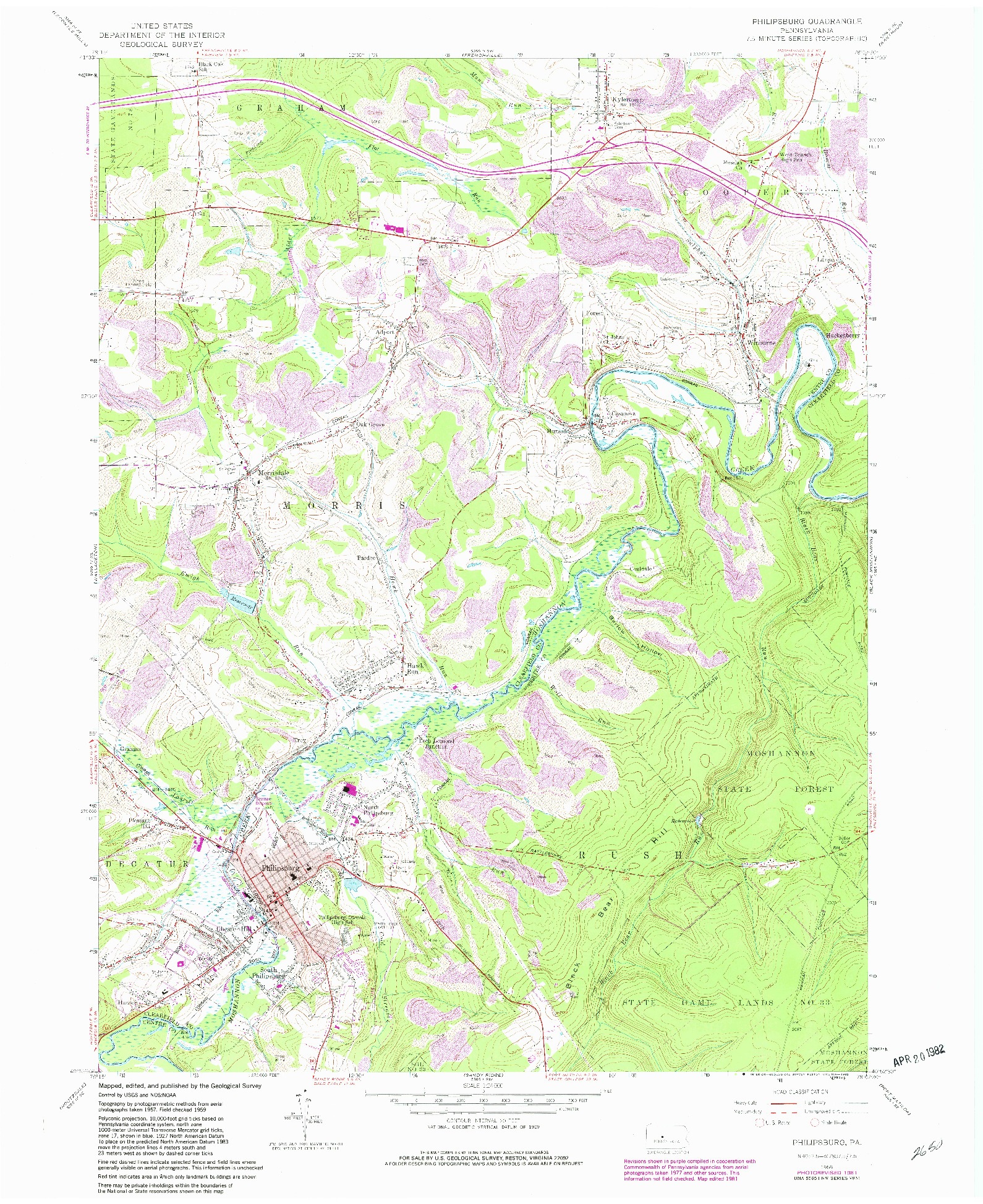 USGS 1:24000-SCALE QUADRANGLE FOR PHILIPSBURG, PA 1959