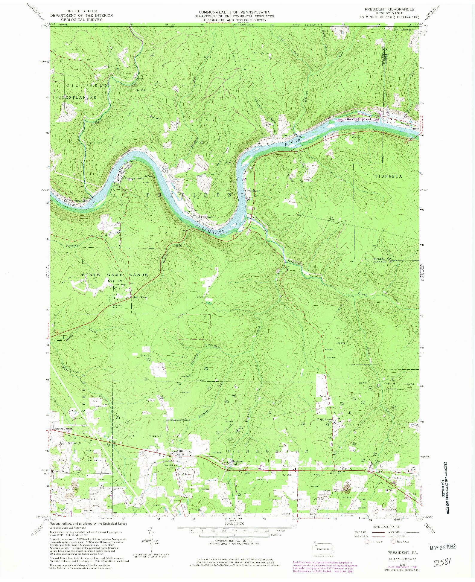 USGS 1:24000-SCALE QUADRANGLE FOR PRESIDENT, PA 1963