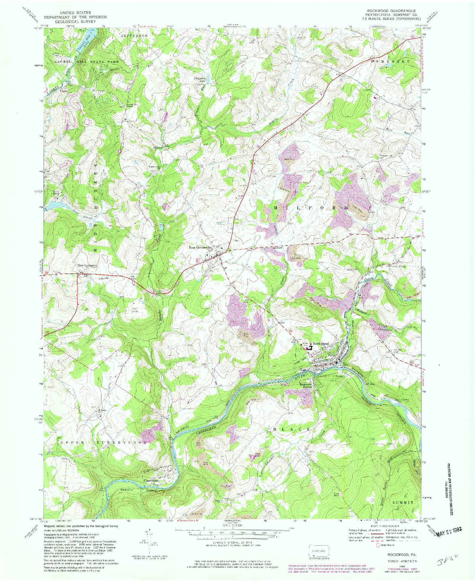 USGS 1:24000-SCALE QUADRANGLE FOR ROCKWOOD, PA 1968