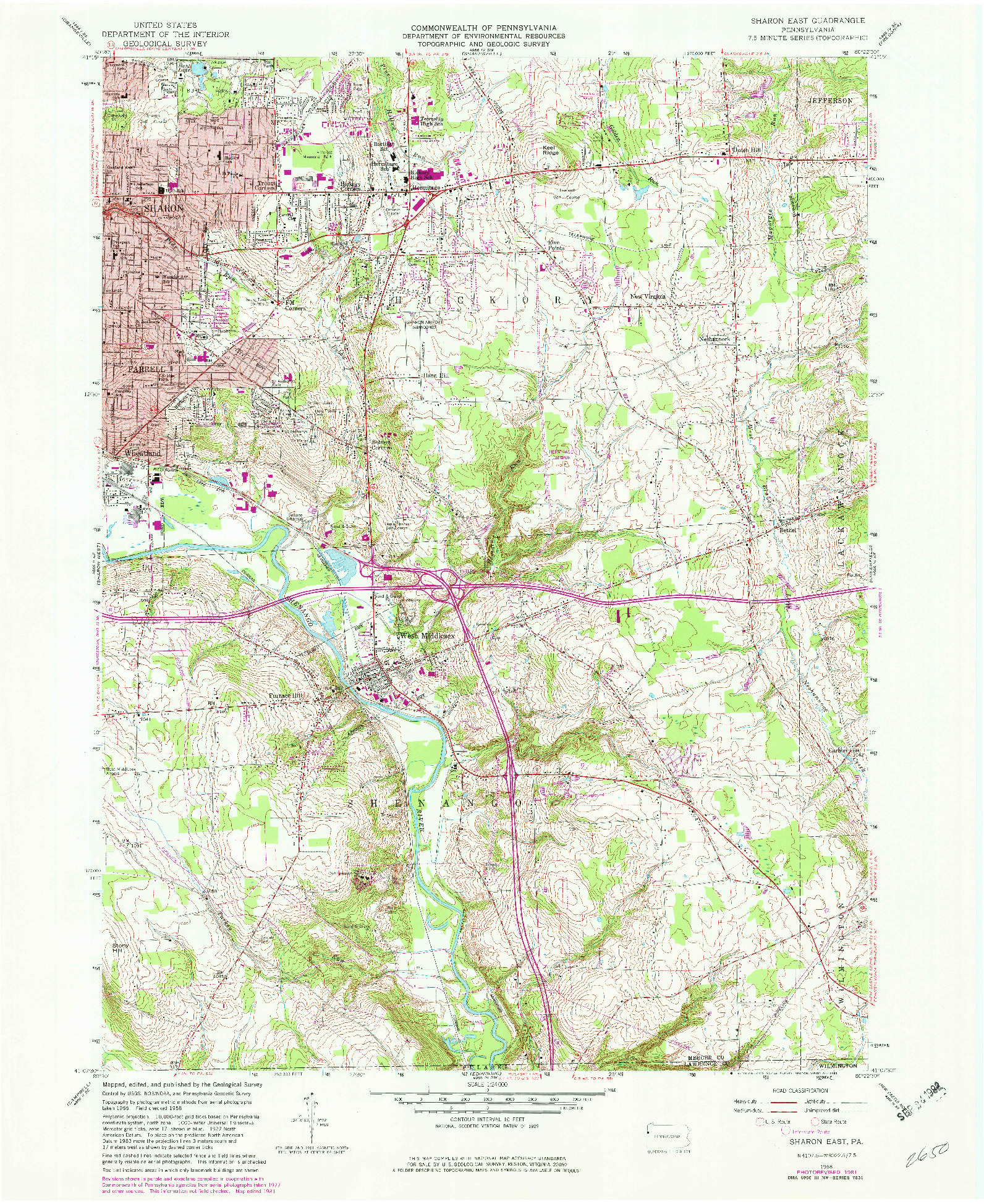 USGS 1:24000-SCALE QUADRANGLE FOR SHARON EAST, PA 1958