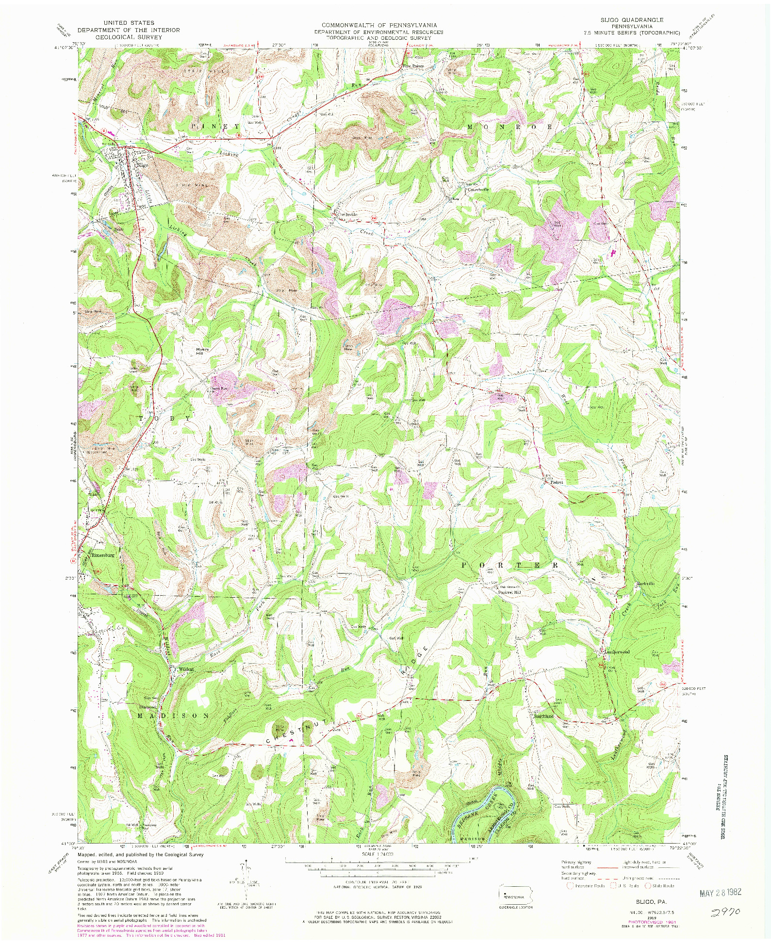 USGS 1:24000-SCALE QUADRANGLE FOR SLIGO, PA 1969