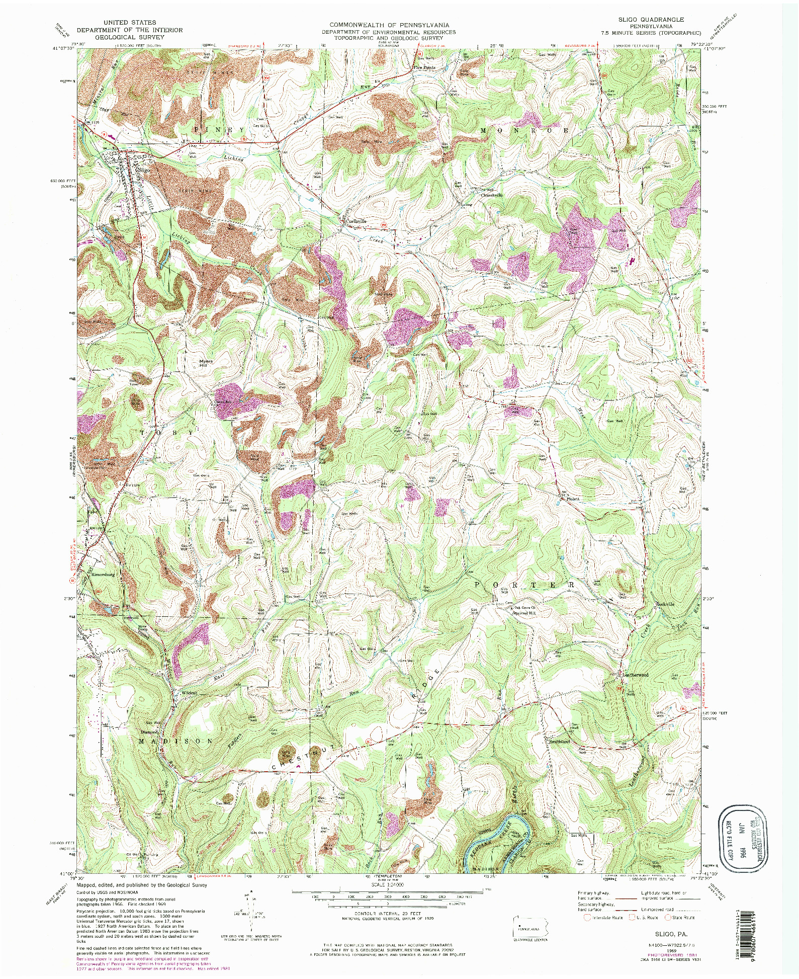 USGS 1:24000-SCALE QUADRANGLE FOR SLIGO, PA 1969