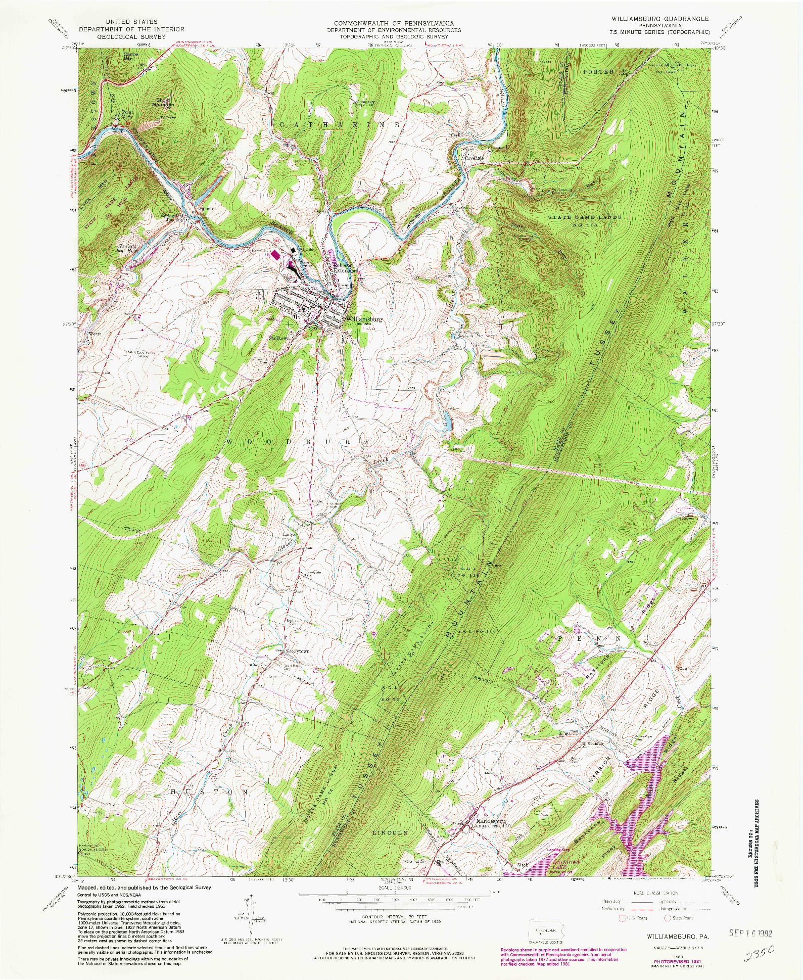 USGS 1:24000-SCALE QUADRANGLE FOR WILLIAMS, PA 1963