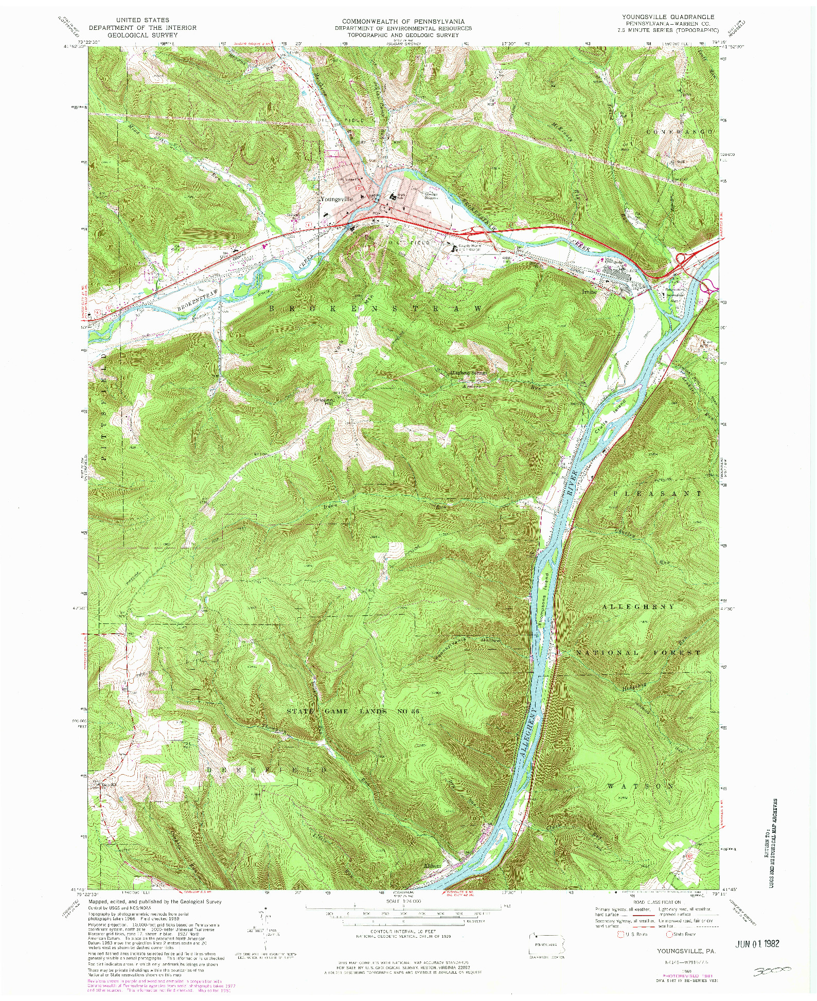 USGS 1:24000-SCALE QUADRANGLE FOR YOUNGSVILLE, PA 1969