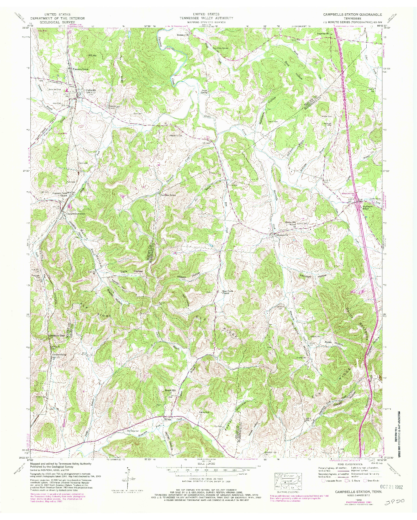 USGS 1:24000-SCALE QUADRANGLE FOR CAMPBELLS STATION, TN 1949