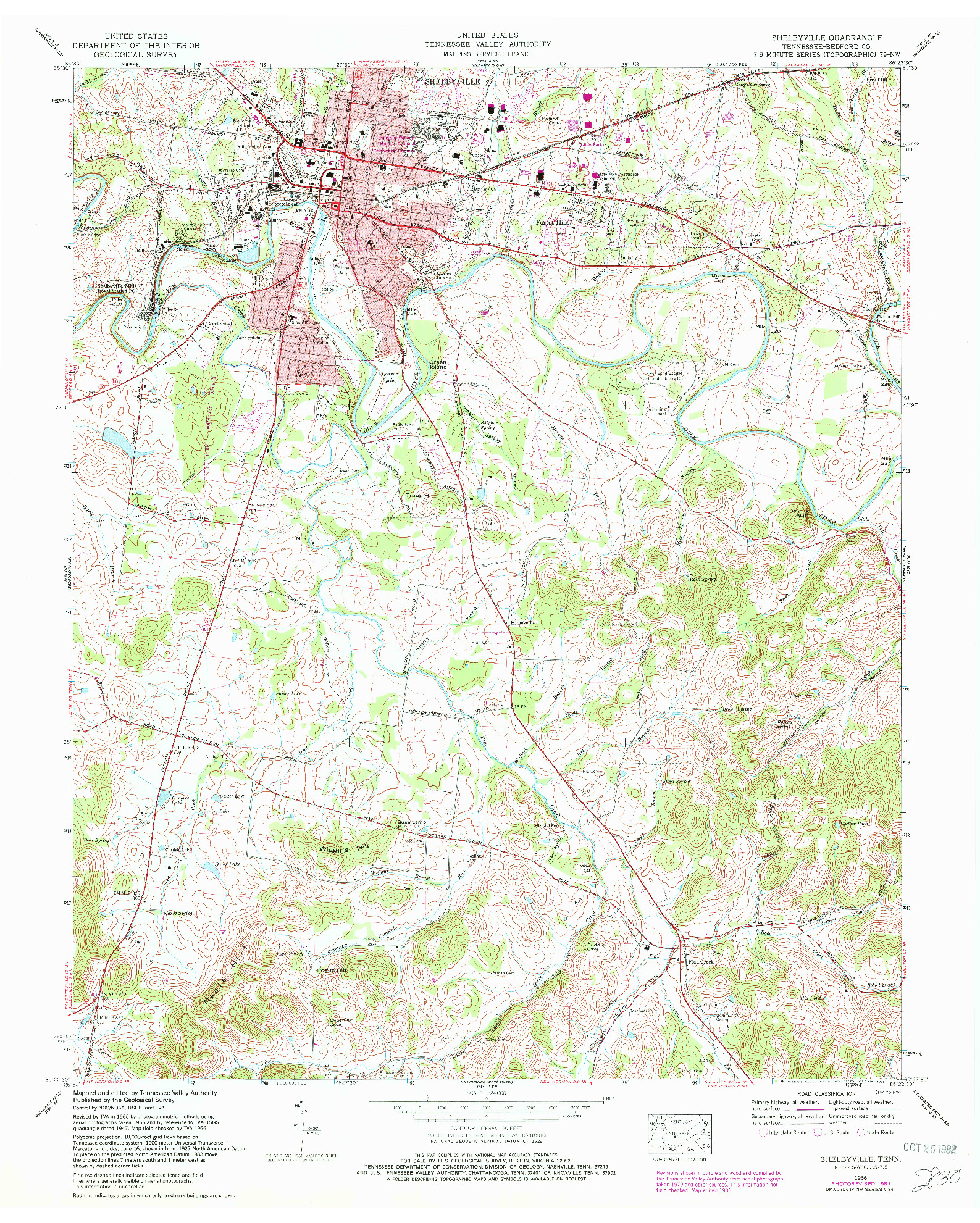 USGS 1:24000-SCALE QUADRANGLE FOR SHELBYVILLE, TN 1966