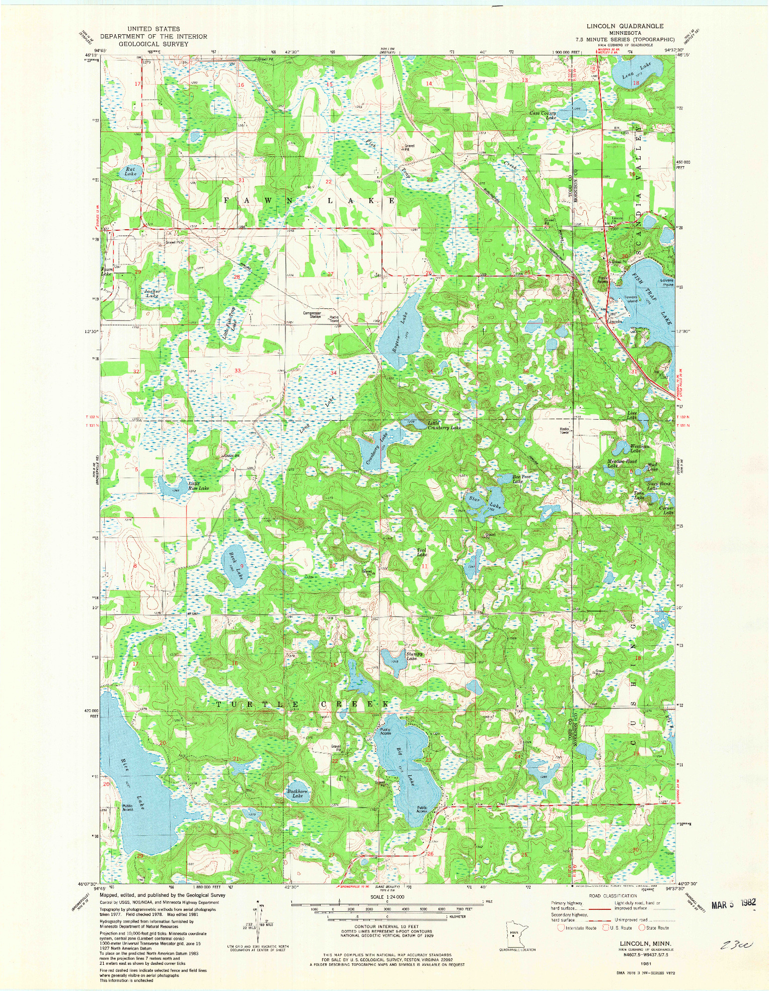 USGS 1:24000-SCALE QUADRANGLE FOR LINCOLN, MN 1981