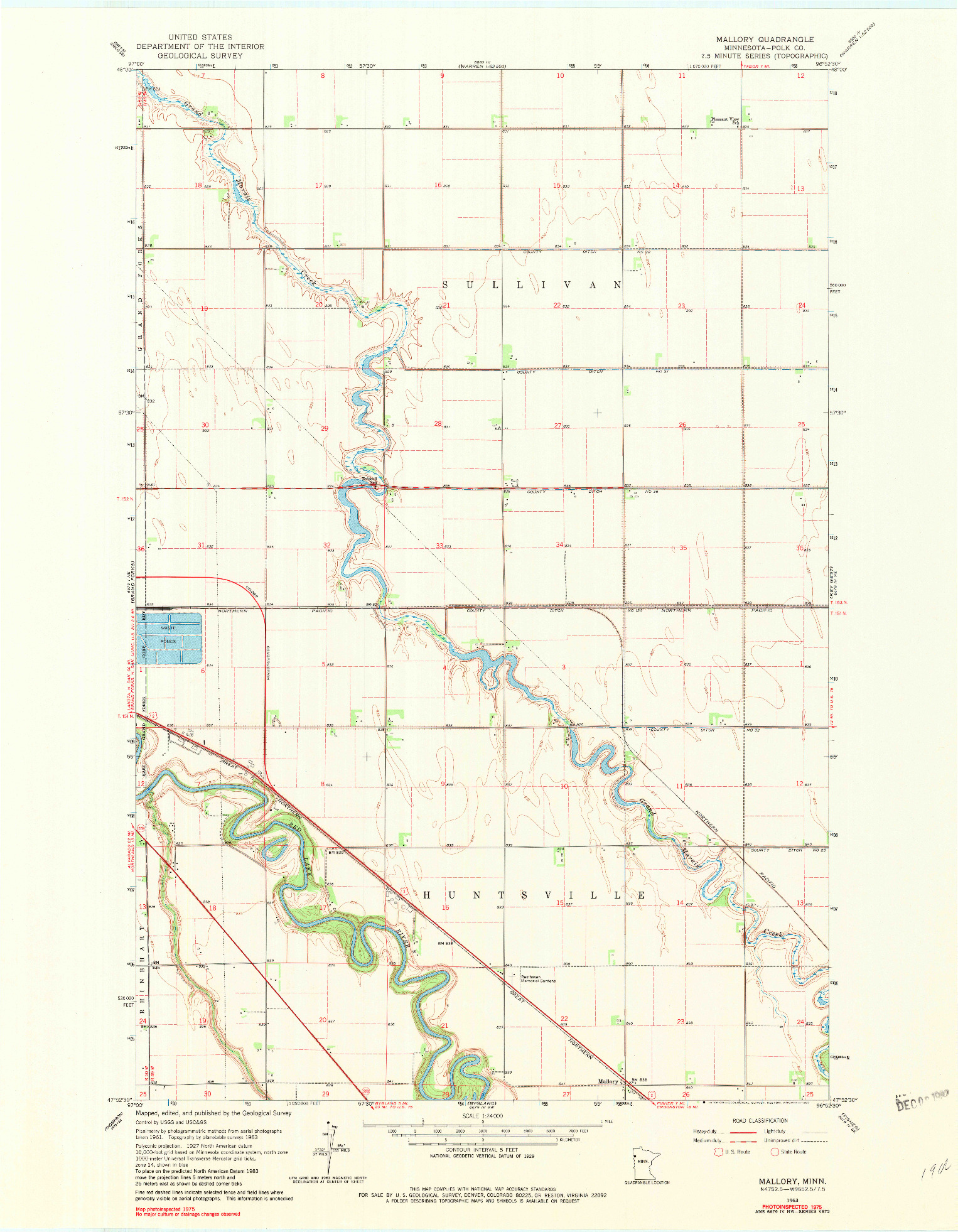 USGS 1:24000-SCALE QUADRANGLE FOR MALLORY, MN 1963