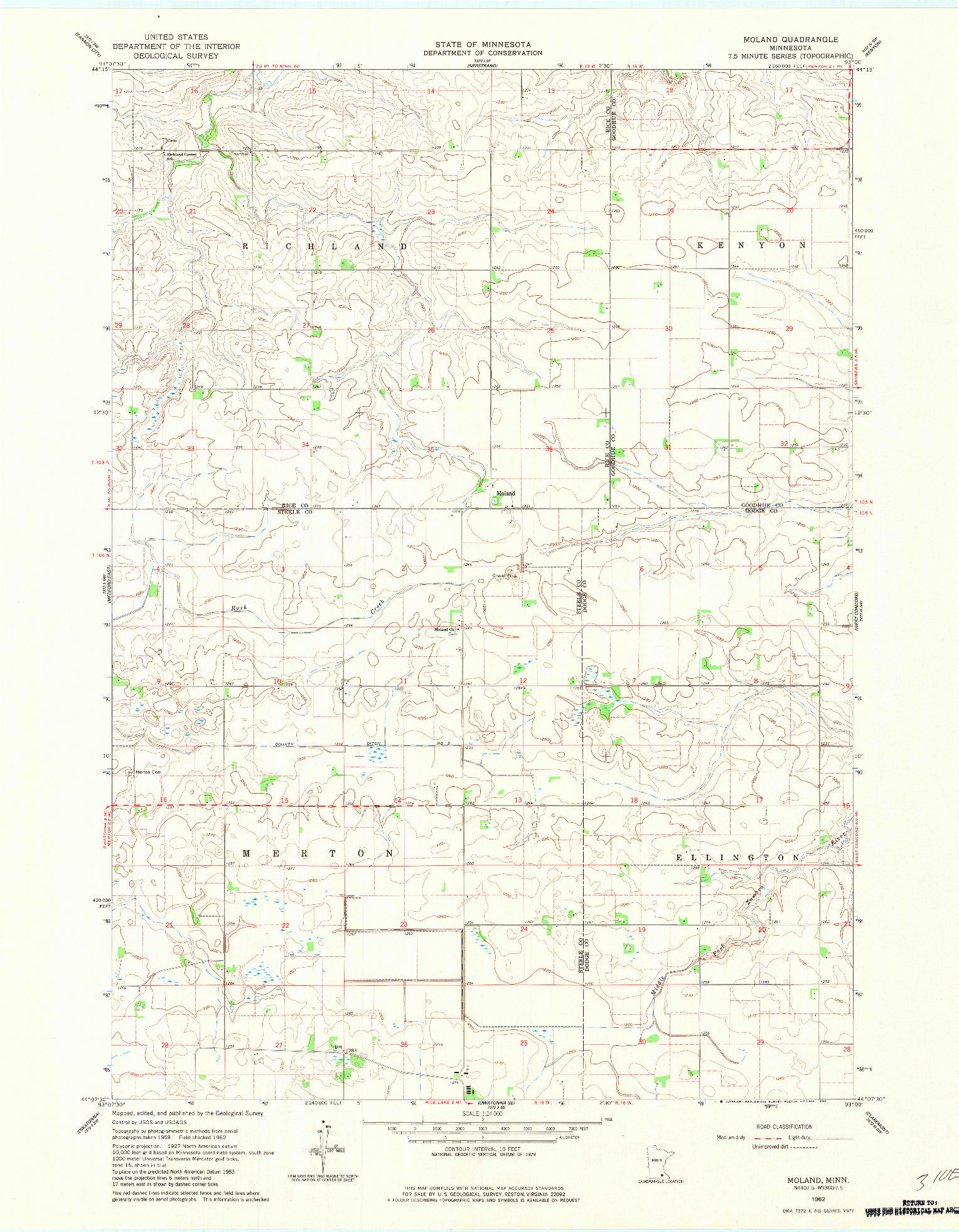 USGS 1:24000-SCALE QUADRANGLE FOR MOLAND, MN 1962