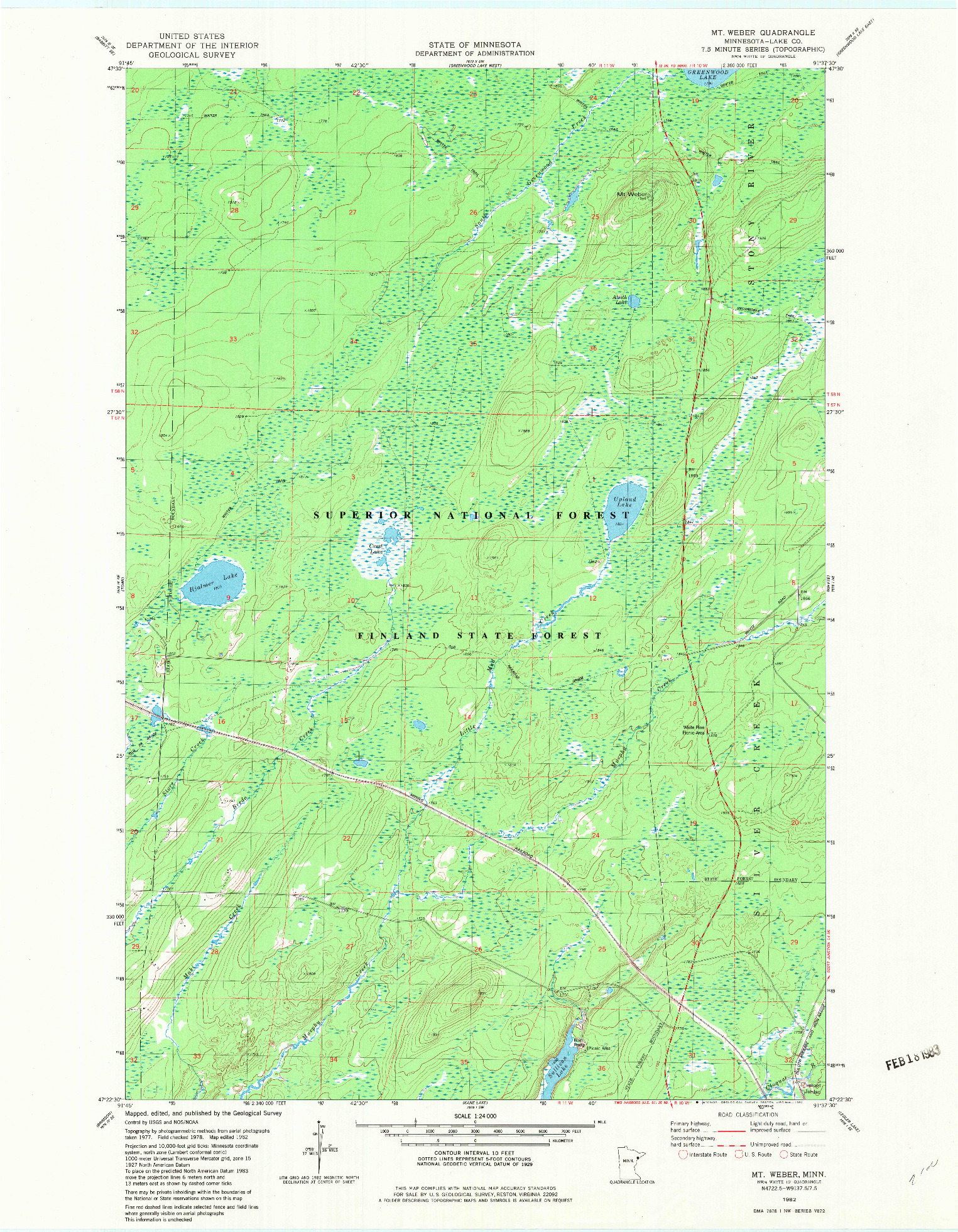 USGS 1:24000-SCALE QUADRANGLE FOR MT WEBER, MN 1982
