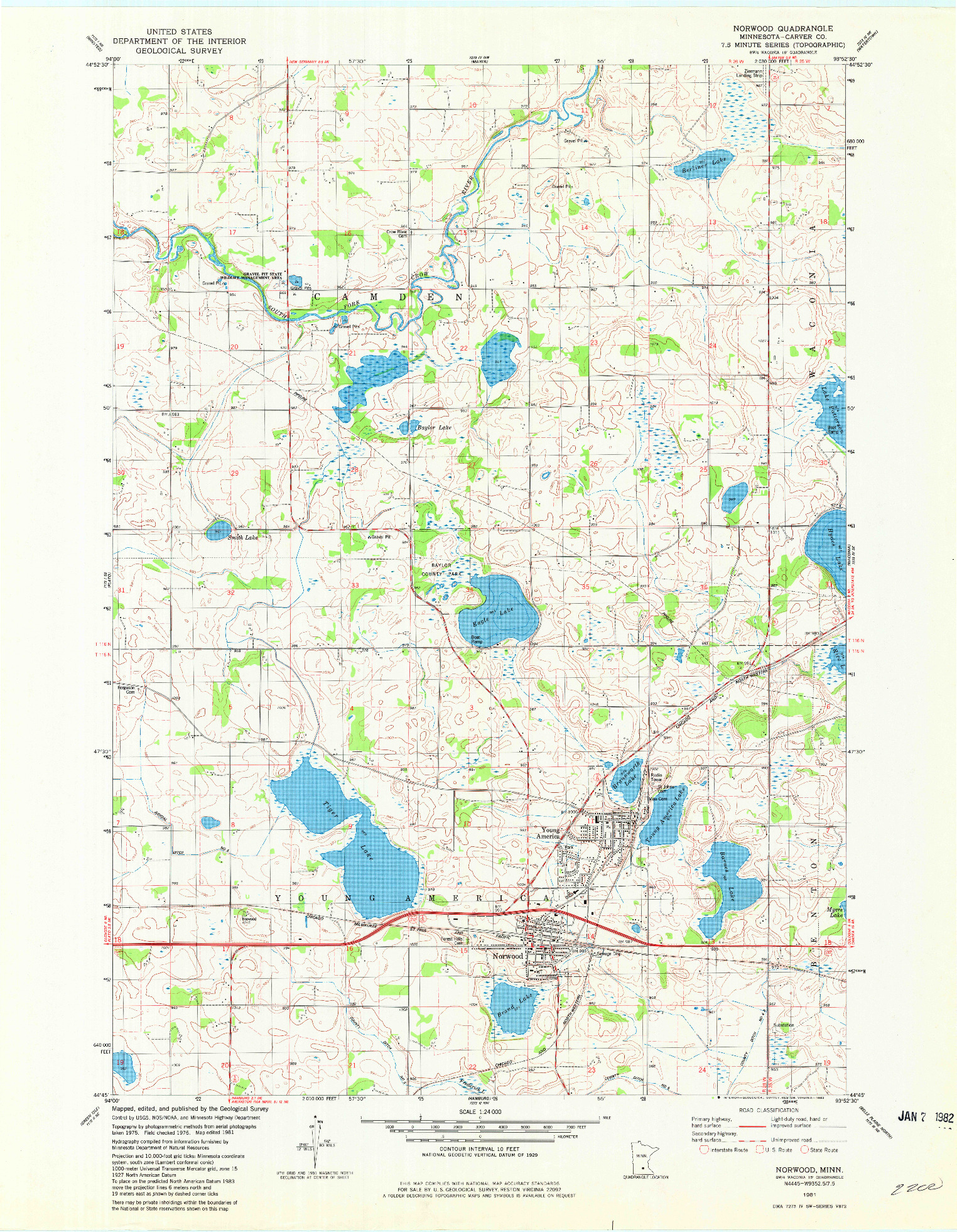 USGS 1:24000-SCALE QUADRANGLE FOR NORWOOD, MN 1981
