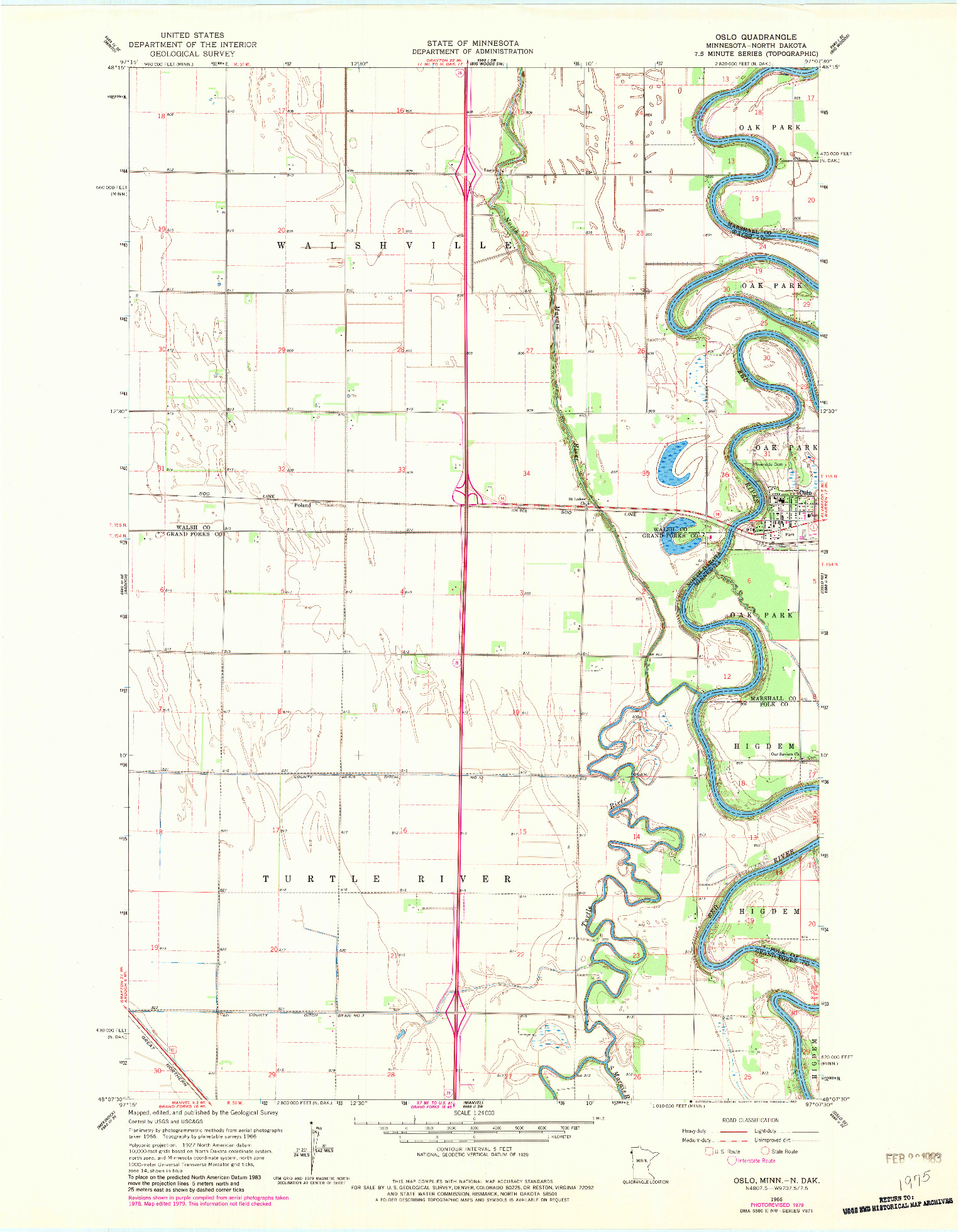 USGS 1:24000-SCALE QUADRANGLE FOR OSLO, MN 1966