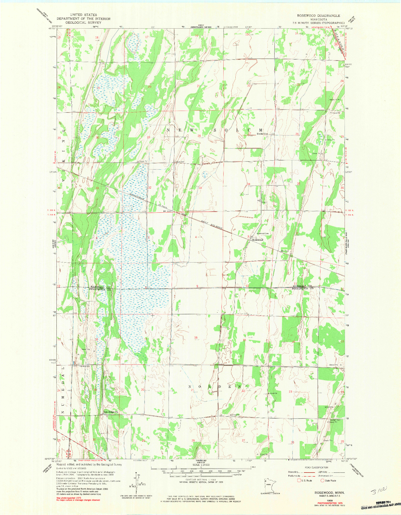 USGS 1:24000-SCALE QUADRANGLE FOR ROSEWOOD, MN 1959