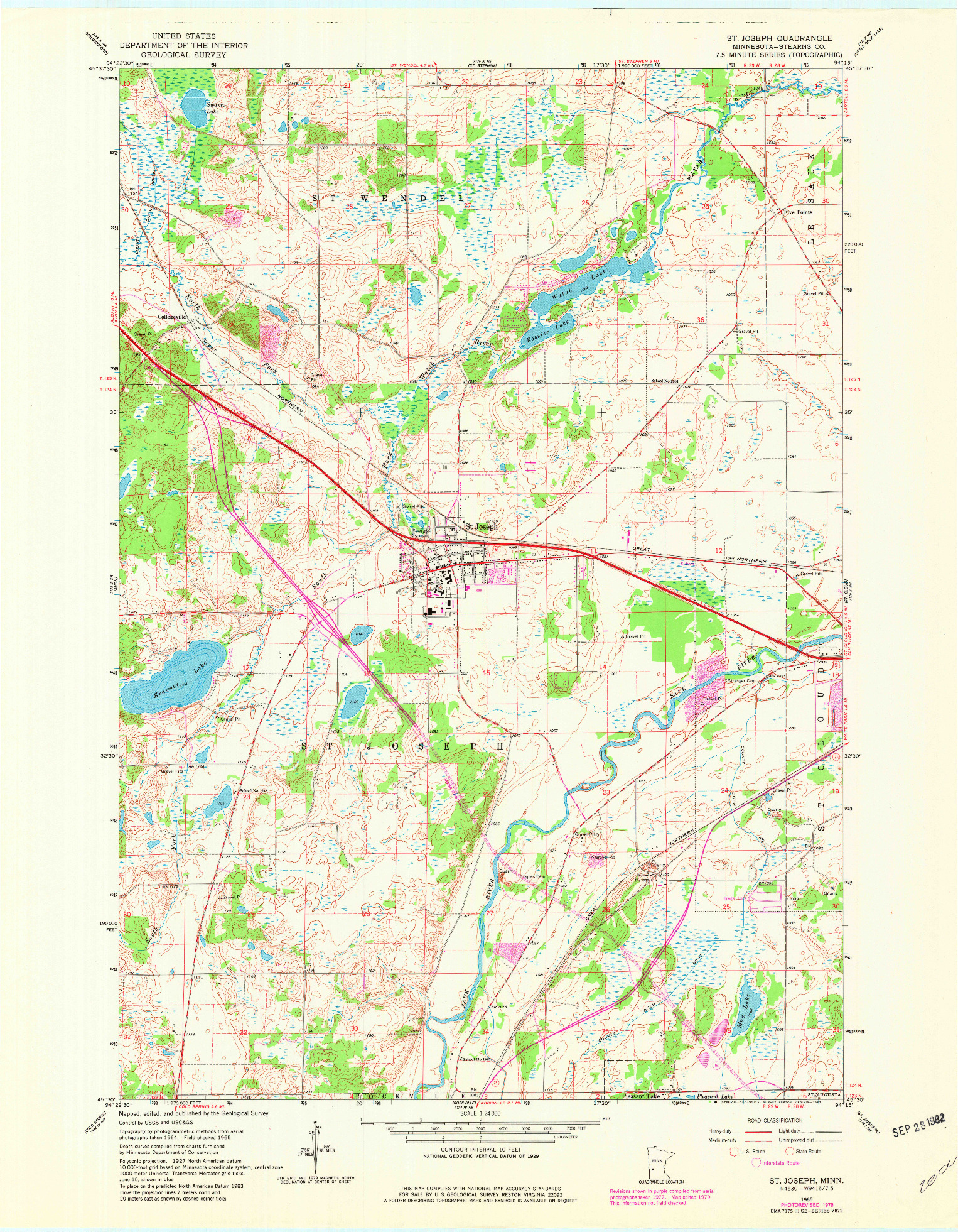 USGS 1:24000-SCALE QUADRANGLE FOR ST JOSEPH, MN 1965
