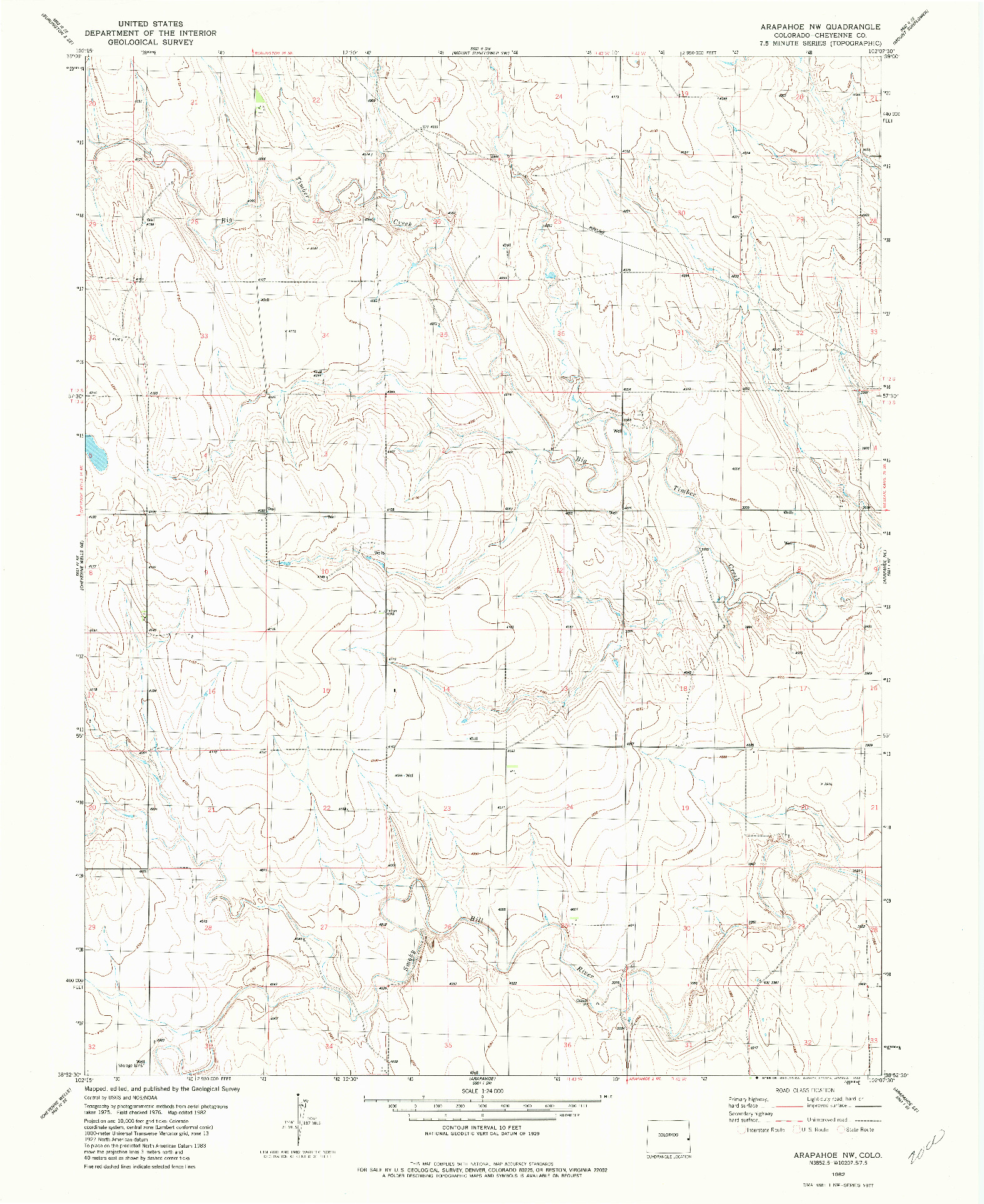 USGS 1:24000-SCALE QUADRANGLE FOR ARAPAHOE NW, CO 1982
