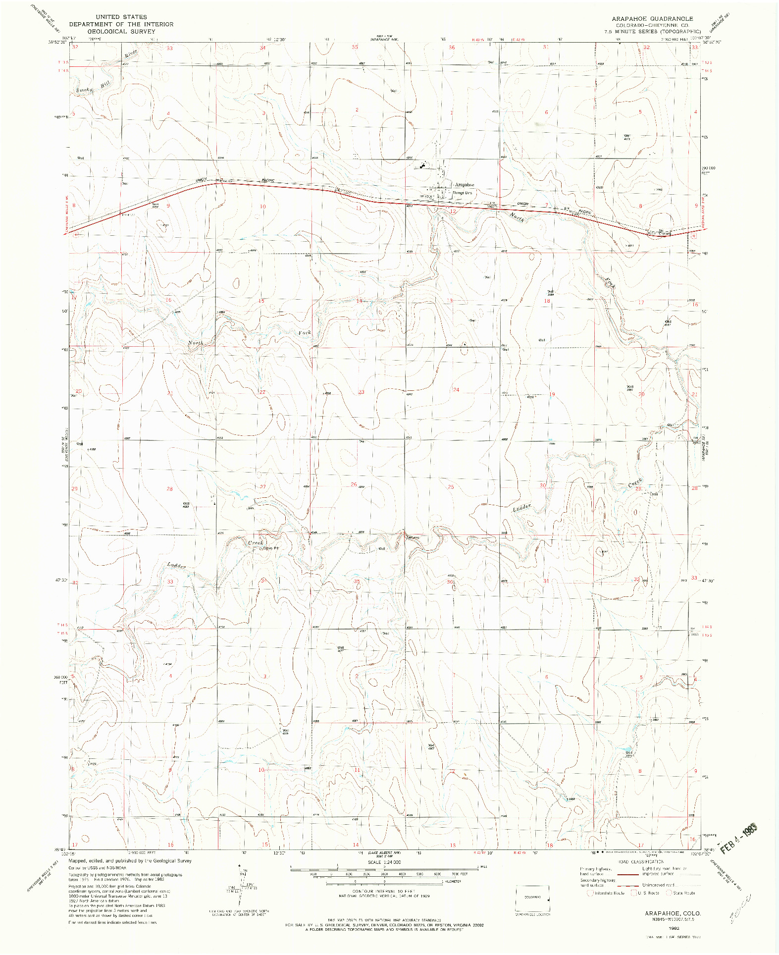 USGS 1:24000-SCALE QUADRANGLE FOR ARAPAHOE, CO 1982
