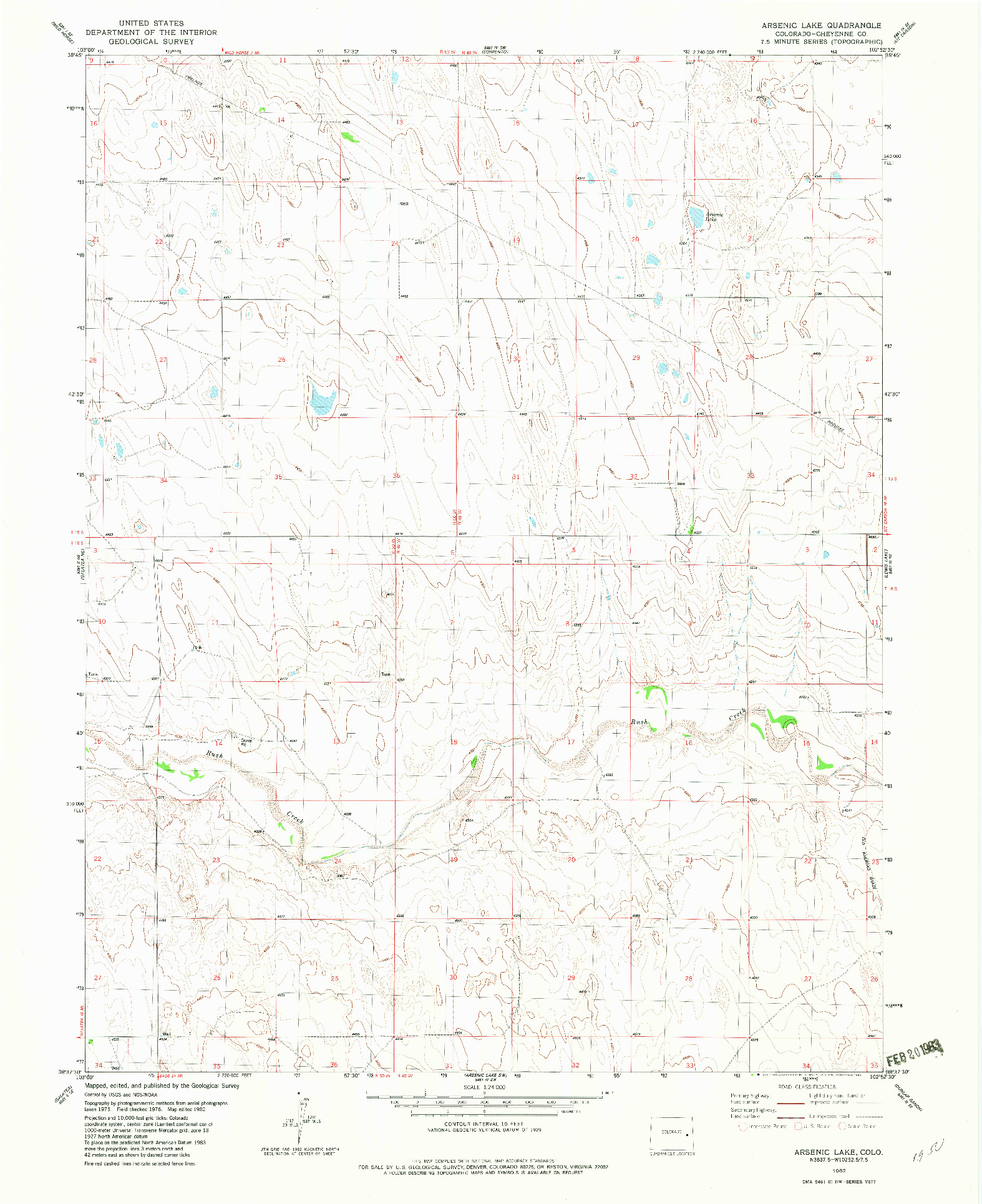 USGS 1:24000-SCALE QUADRANGLE FOR ARSENIC LAKE, CO 1982