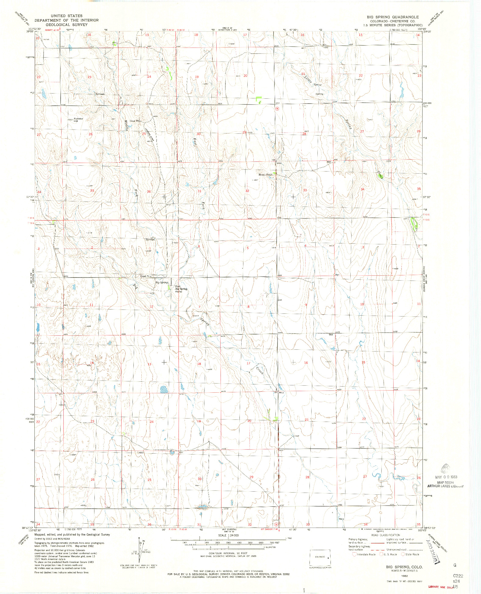 USGS 1:24000-SCALE QUADRANGLE FOR BIG SPRING, CO 1982