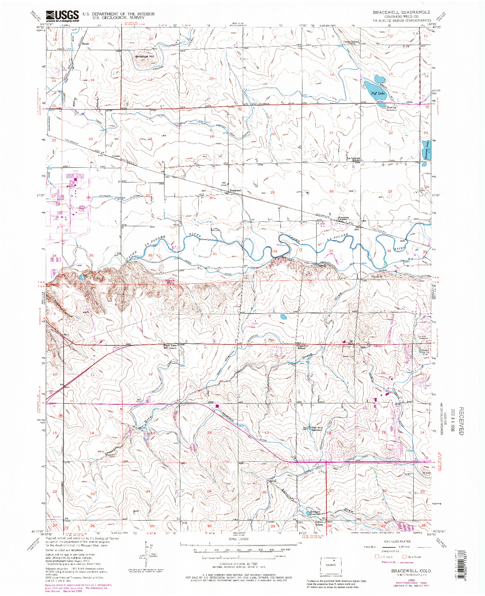 USGS 1:24000-SCALE QUADRANGLE FOR BRACEWELL, CO 1950