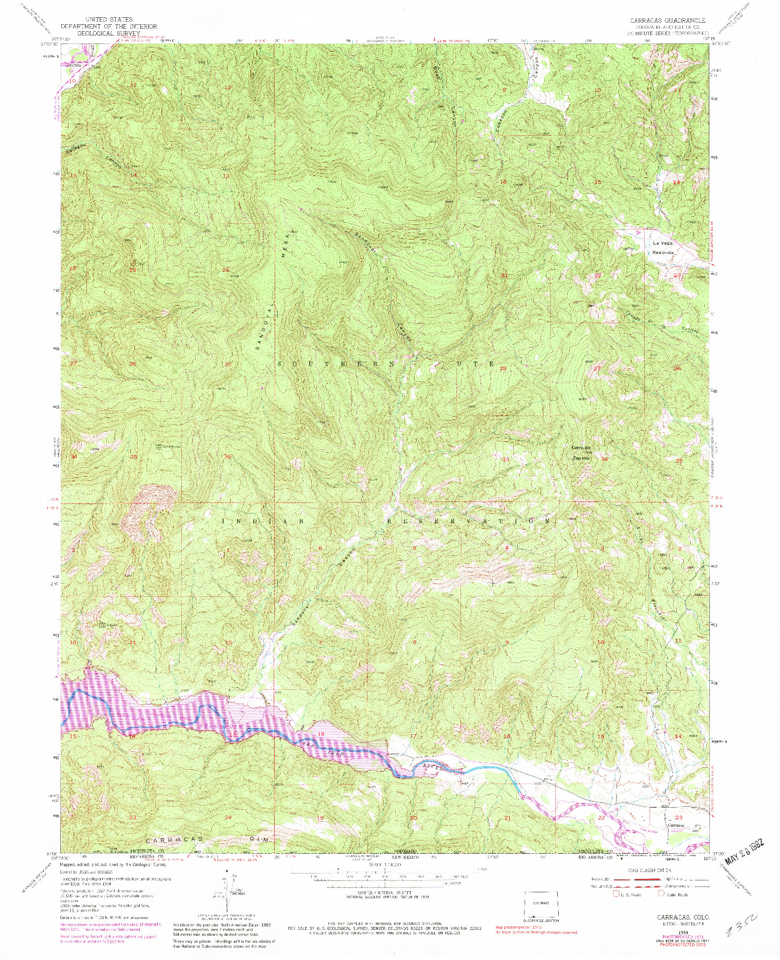 USGS 1:24000-SCALE QUADRANGLE FOR CARRACAS, CO 1954