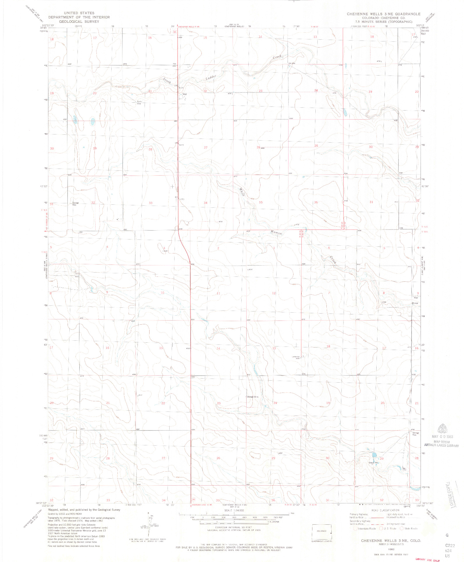 USGS 1:24000-SCALE QUADRANGLE FOR CHEYENNE WELLS 3 NE, CO 1982