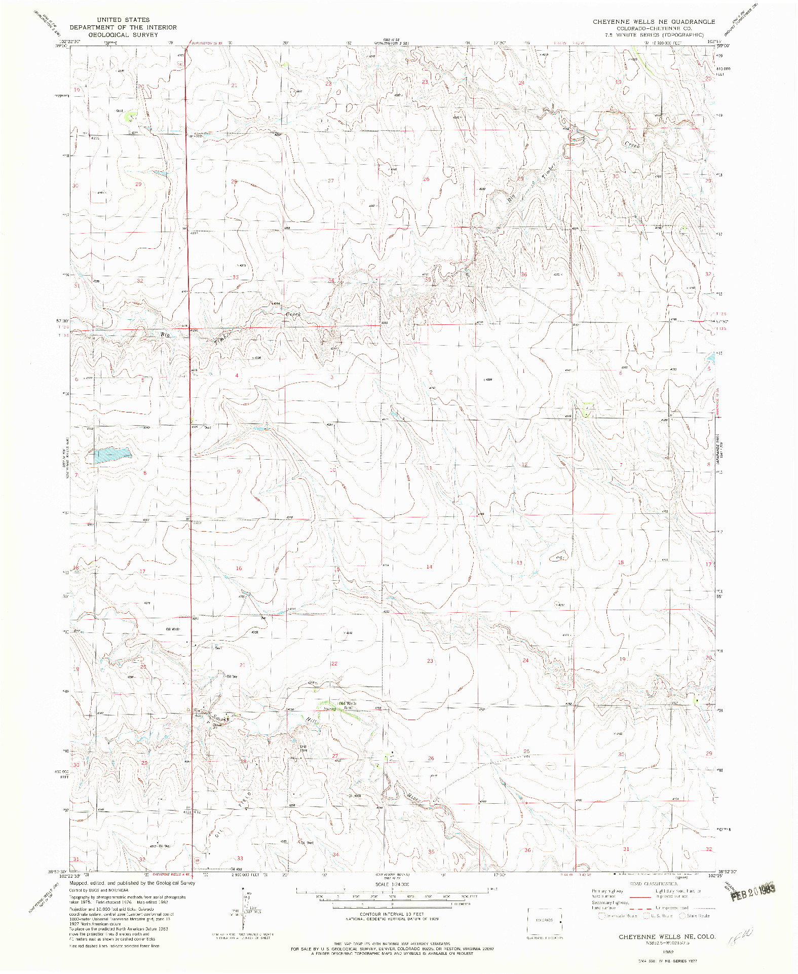 USGS 1:24000-SCALE QUADRANGLE FOR CHEYENNE WELLS NE, CO 1982