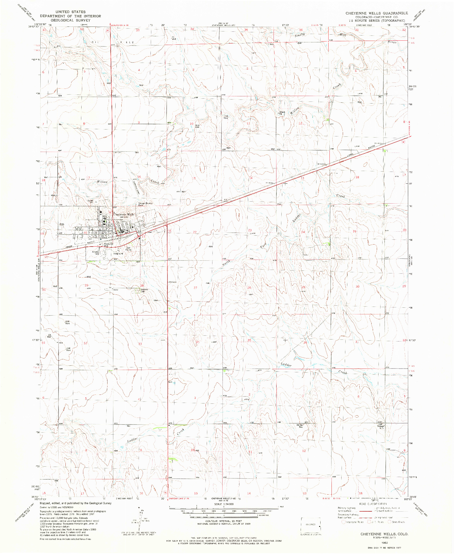 USGS 1:24000-SCALE QUADRANGLE FOR CHEYENNE WELLS, CO 1982