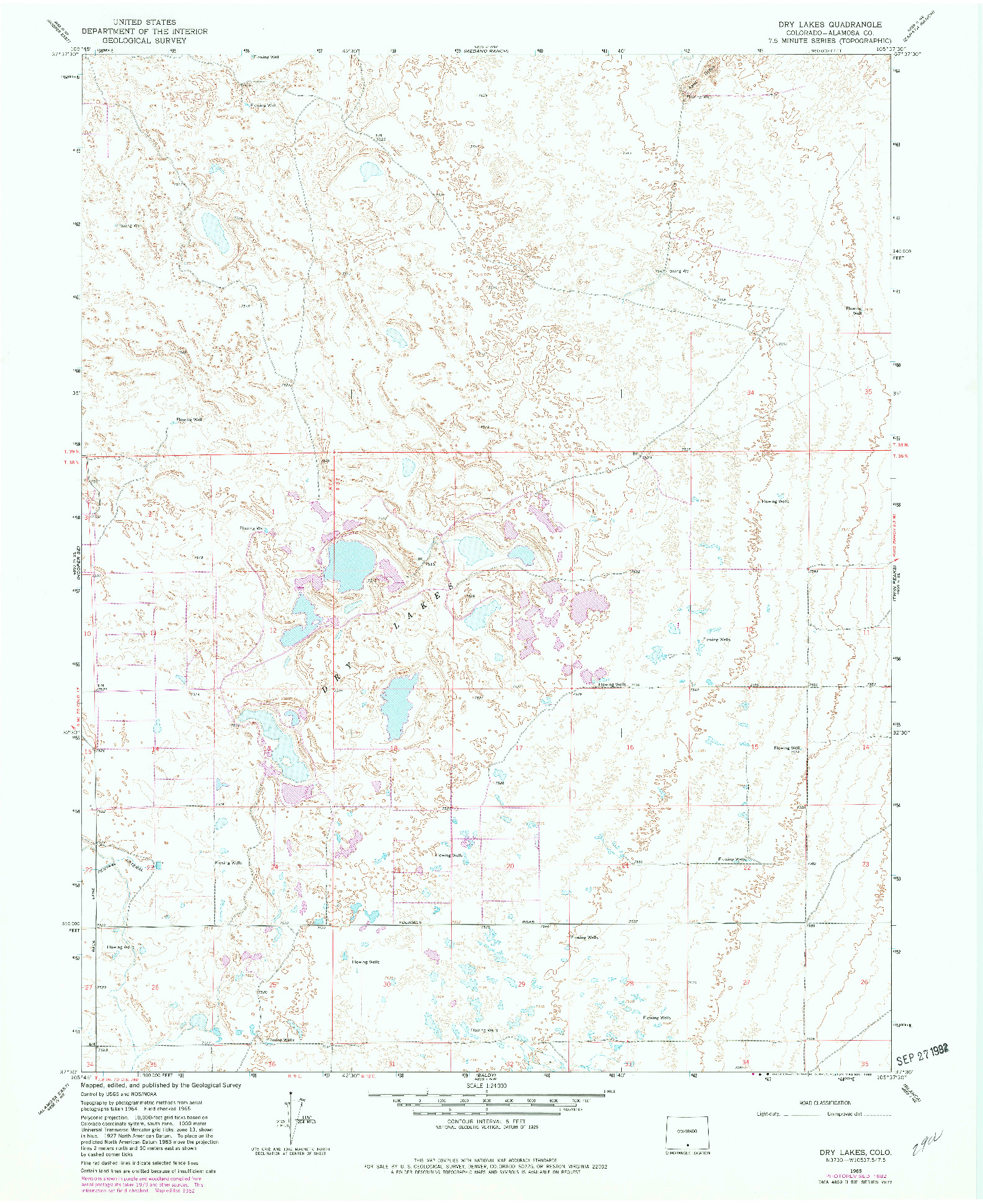USGS 1:24000-SCALE QUADRANGLE FOR DRY LAKES, CO 1965