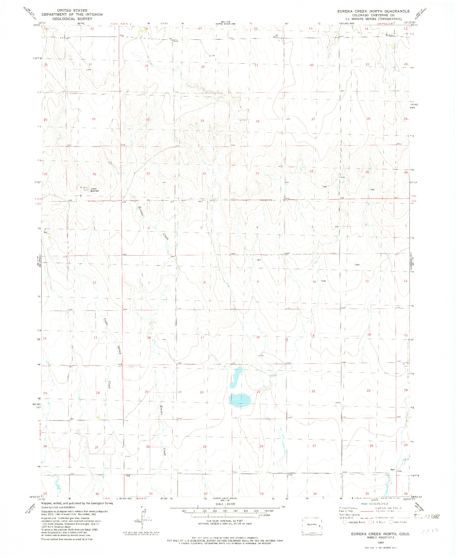 USGS 1:24000-SCALE QUADRANGLE FOR EUREKA CREEK NORTH, CO 1982
