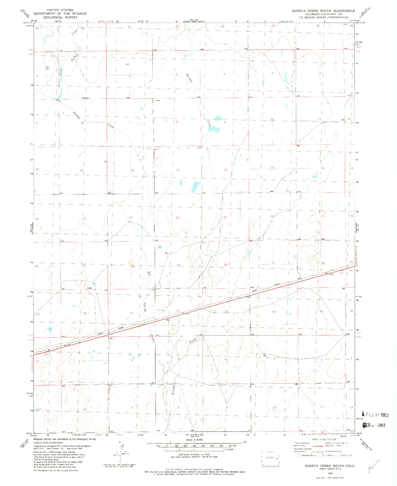 USGS 1:24000-SCALE QUADRANGLE FOR EUREKA CREEK SOUTH, CO 1982
