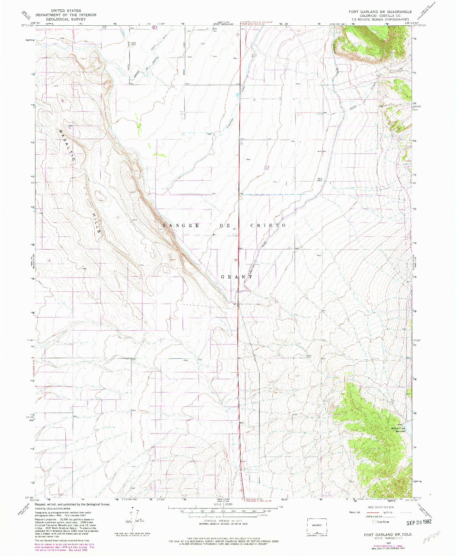 USGS 1:24000-SCALE QUADRANGLE FOR FORT GARLAND SW, CO 1967