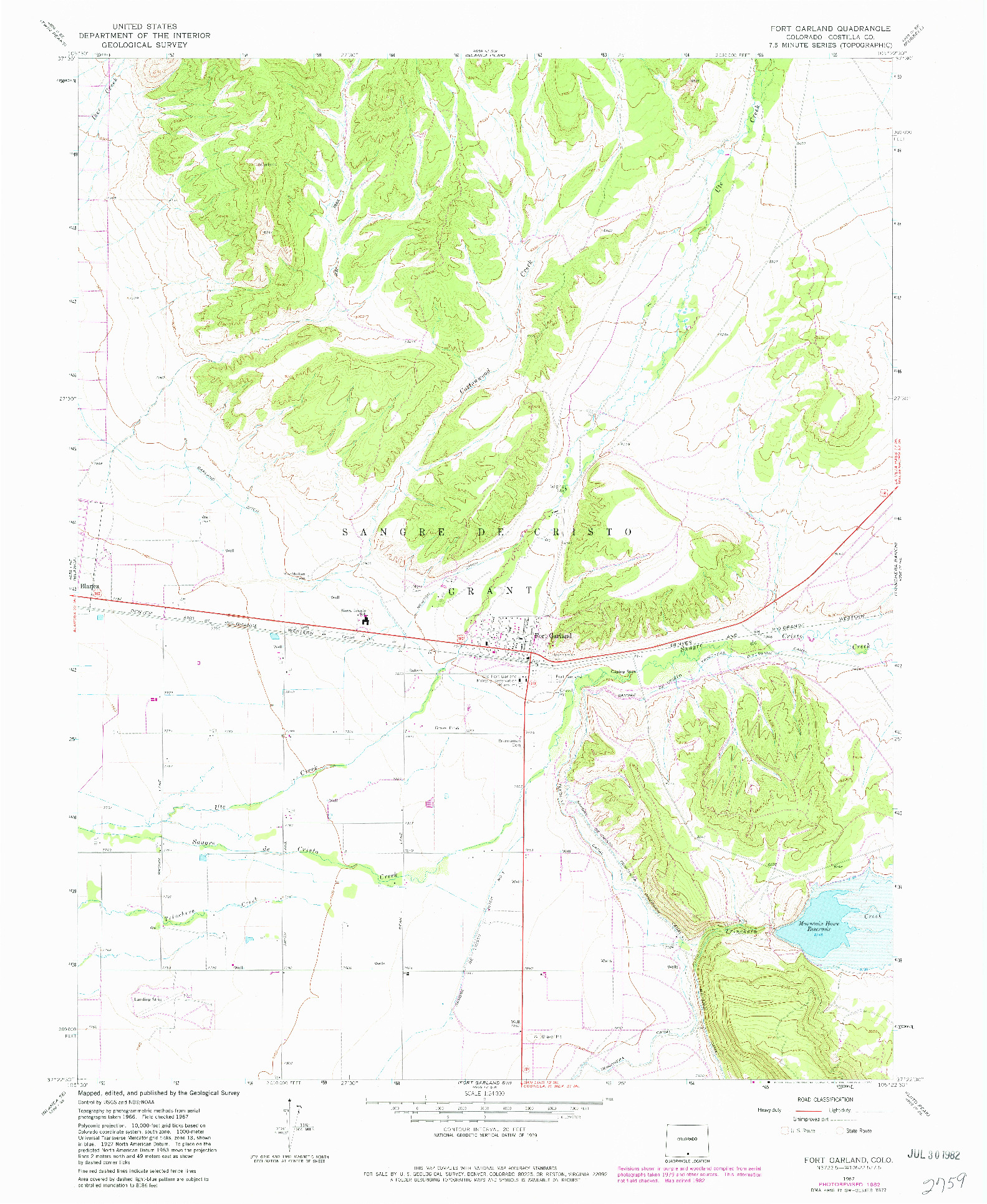 USGS 1:24000-SCALE QUADRANGLE FOR FORT GARLAND, CO 1967