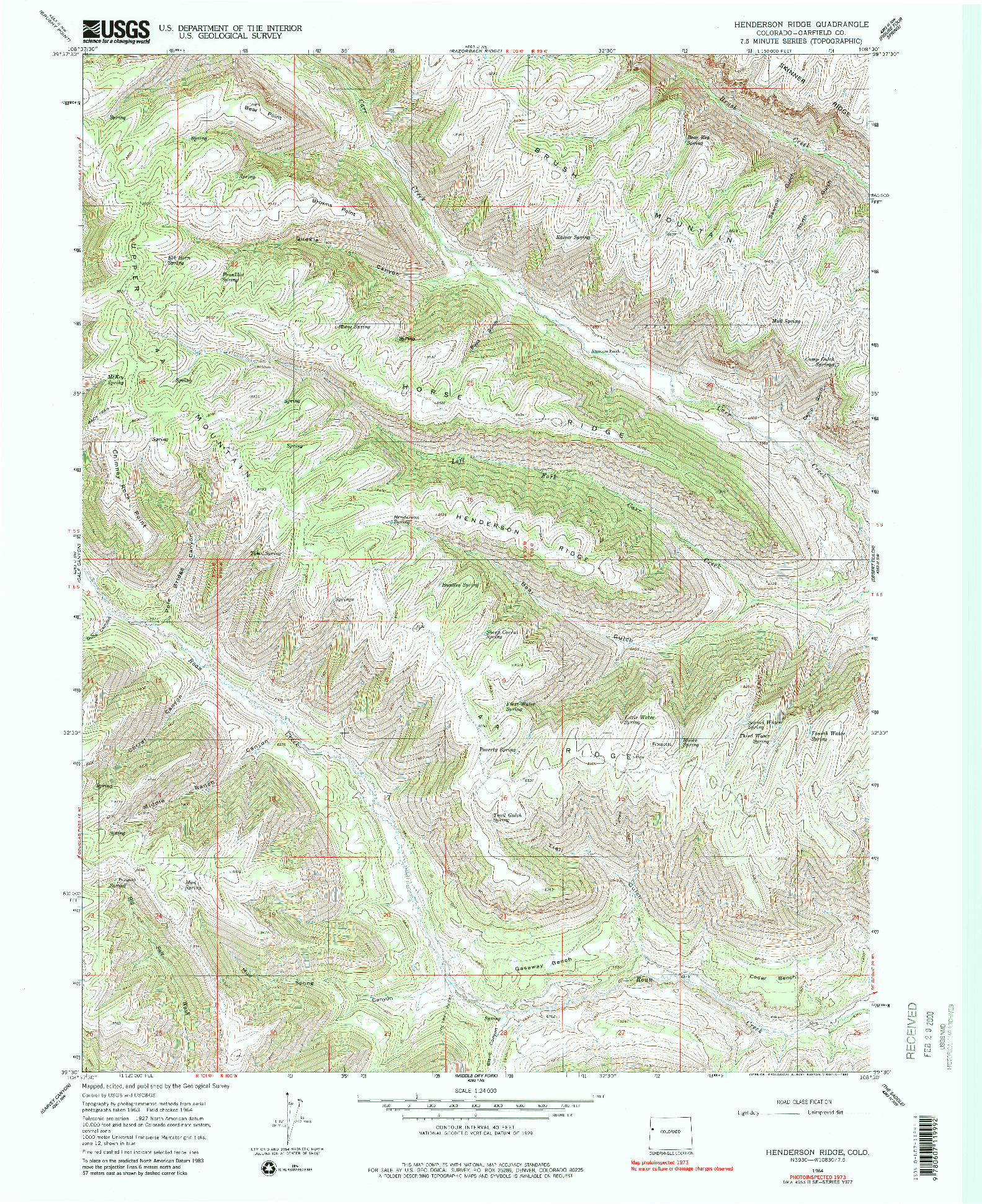 USGS 1:24000-SCALE QUADRANGLE FOR HENDERSON RIDGE, CO 1964