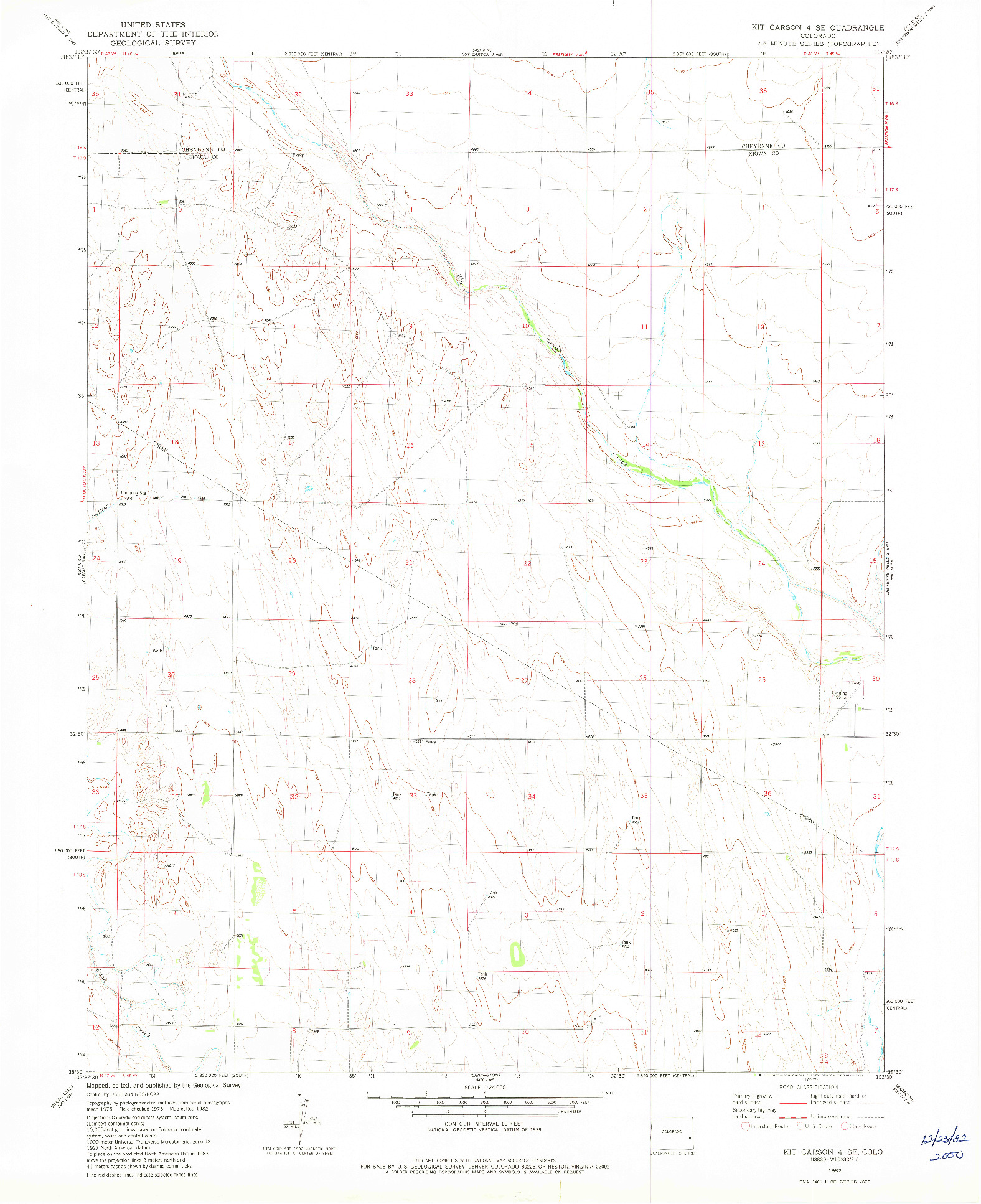 USGS 1:24000-SCALE QUADRANGLE FOR KIT CARSON 4 SE, CO 1982
