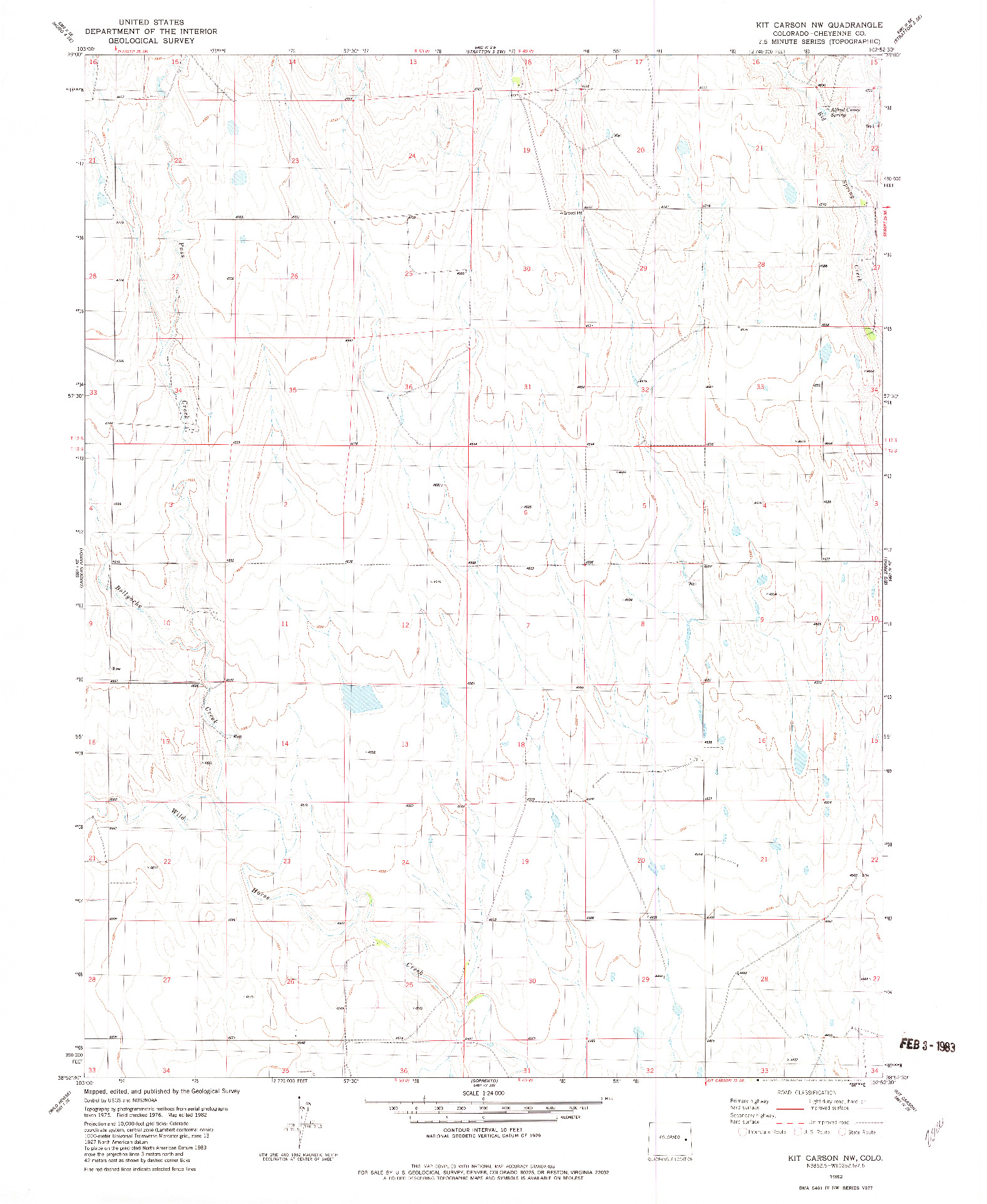 USGS 1:24000-SCALE QUADRANGLE FOR KIT CARSON NW, CO 1982